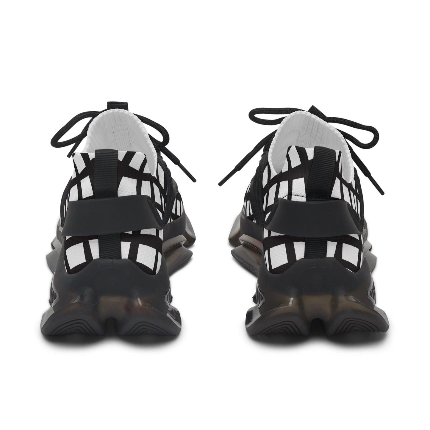 Damen Sneaker Schwarz Weiß Modern Linienmuster Atmungsaktiv