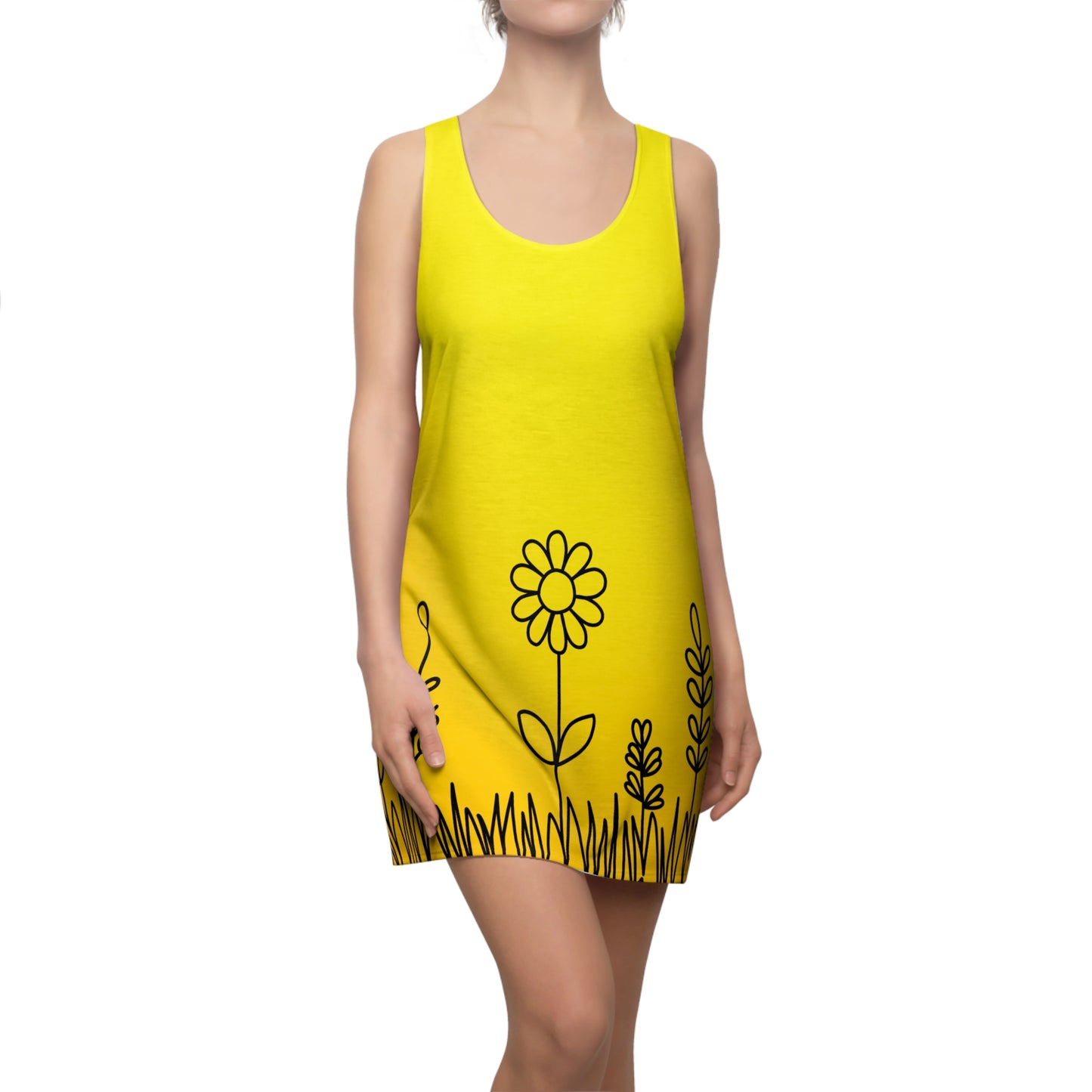 Gelb Floral Racerback Kleid – Leichtes Sommerkleid