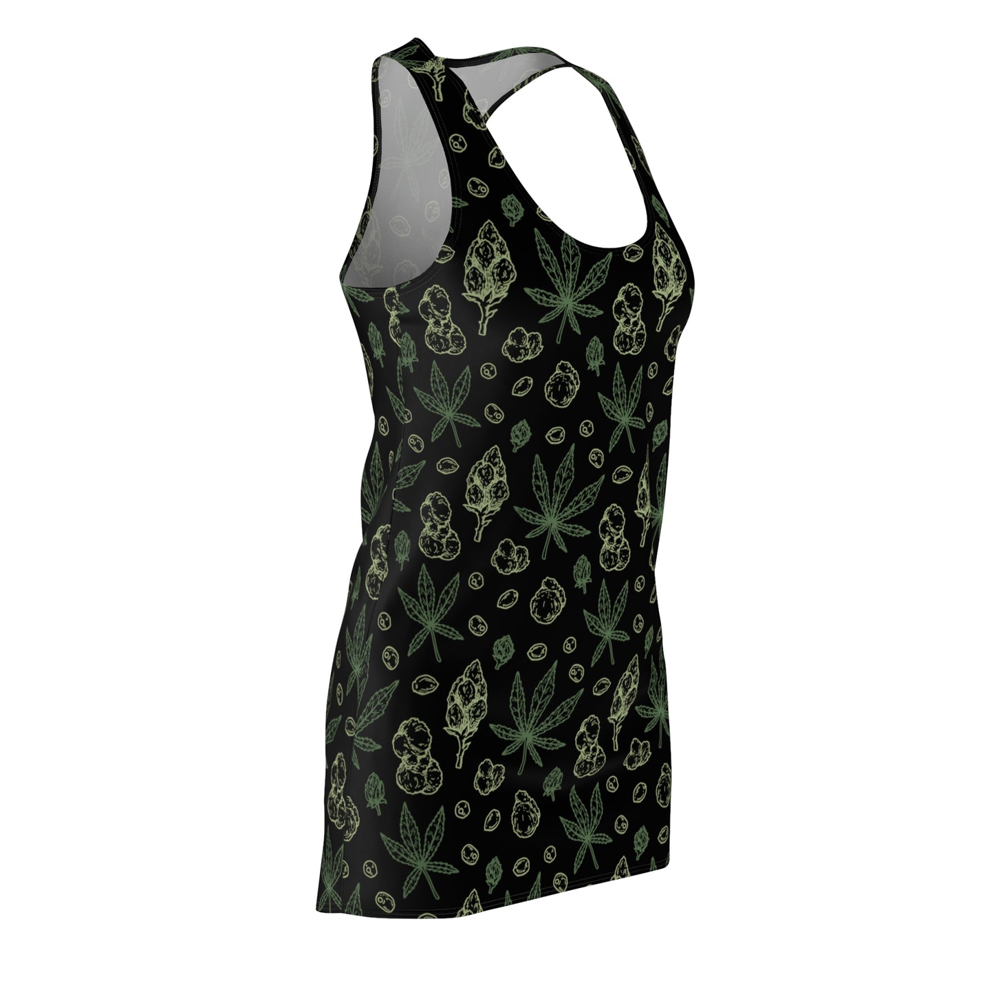 Damen Racerback Kleid mit Cannabis Blättern – Sommerkleid