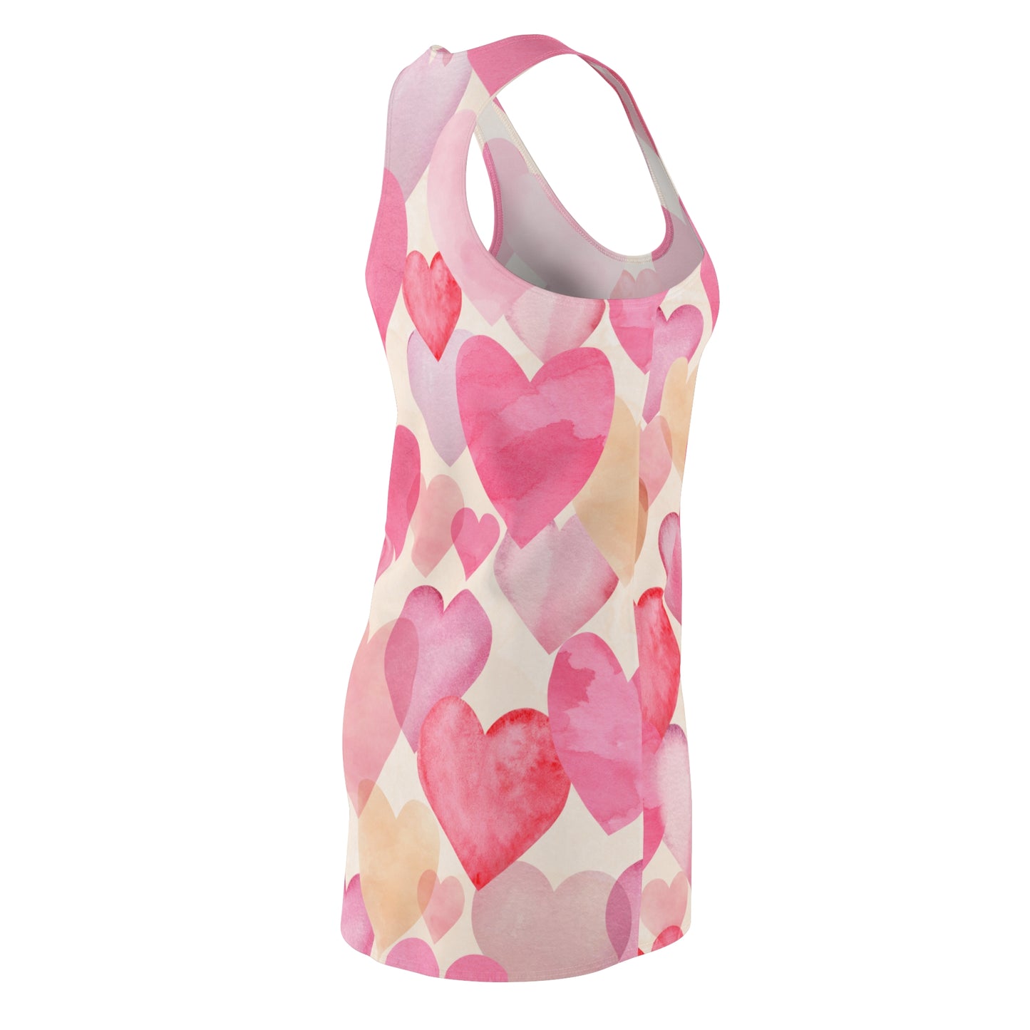 Damen Kleid Aquarell Herz Racerback Sommer Casual Romantisch