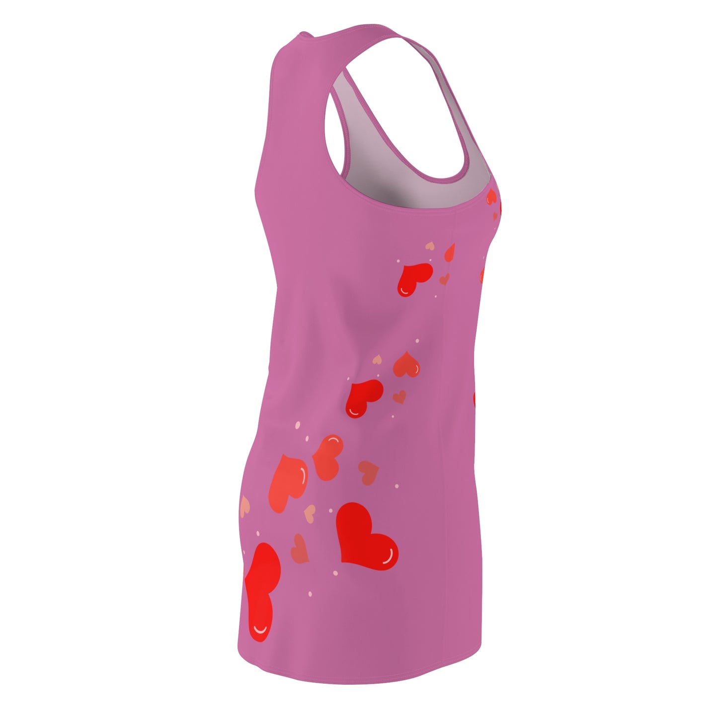 Rosa Herz Racerback Kleid – Elegantes Valentinstag Outfit