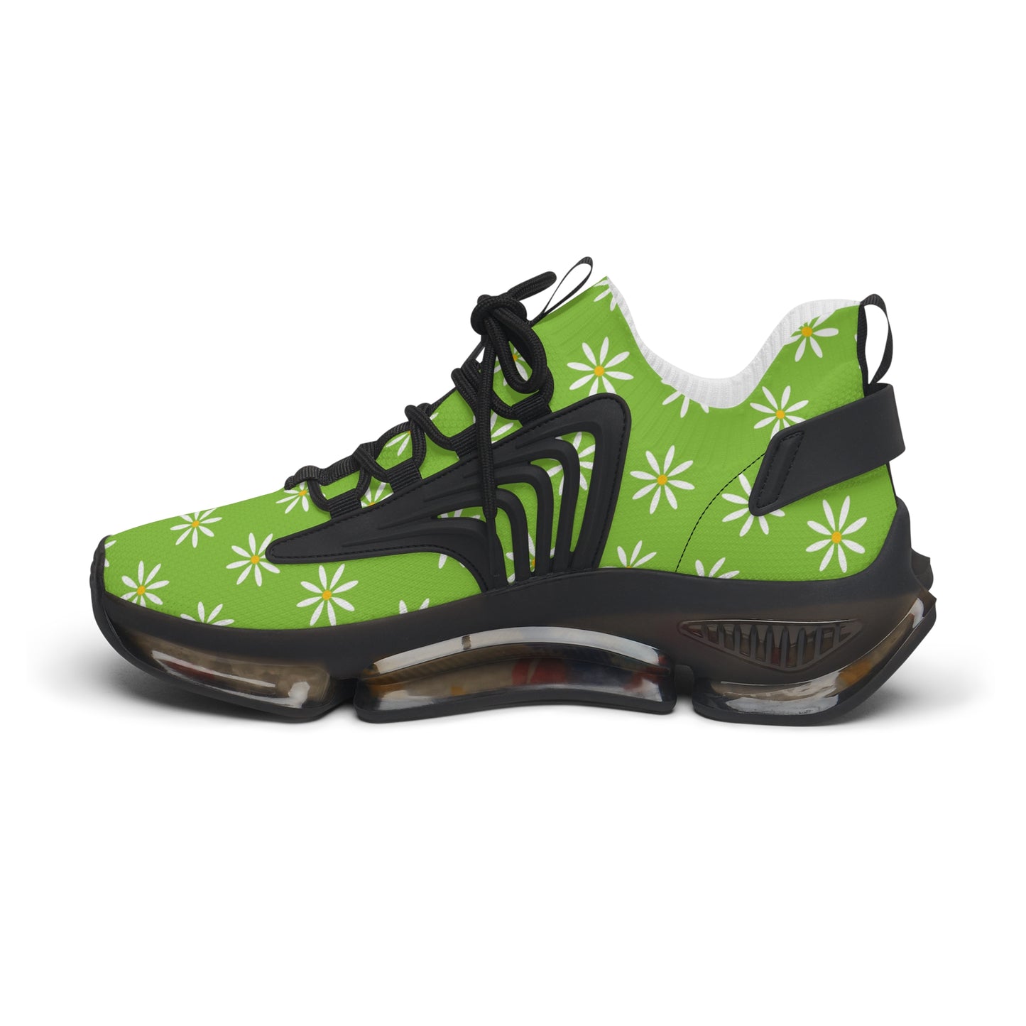 Grüne Damen Sneaker mit Blumenmuster – Stylische Sportschuhe