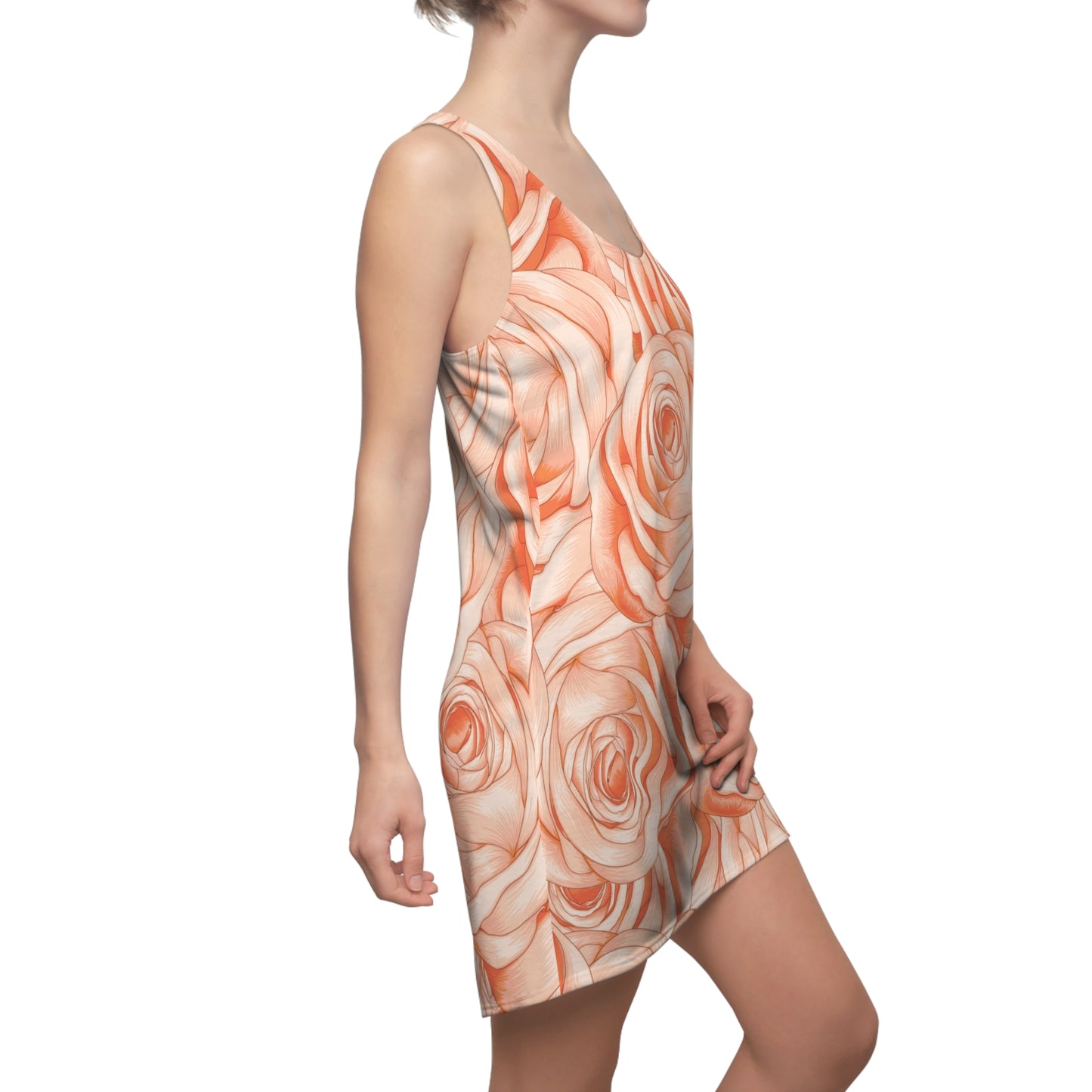 Damen Kleid Floral Racerback Rosen Sommer Strand Freizeit