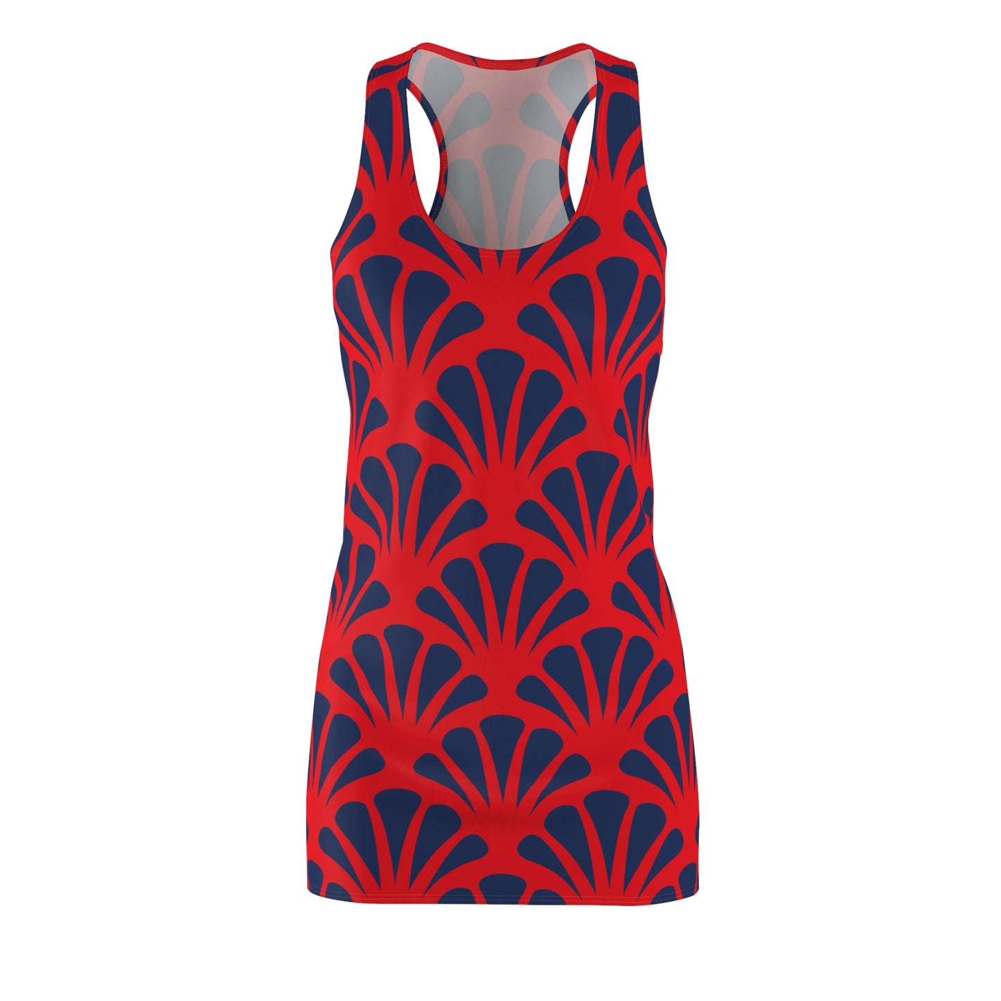 Rotes Damen Kleid Navy Muster Racerback Sommer Strand Casual