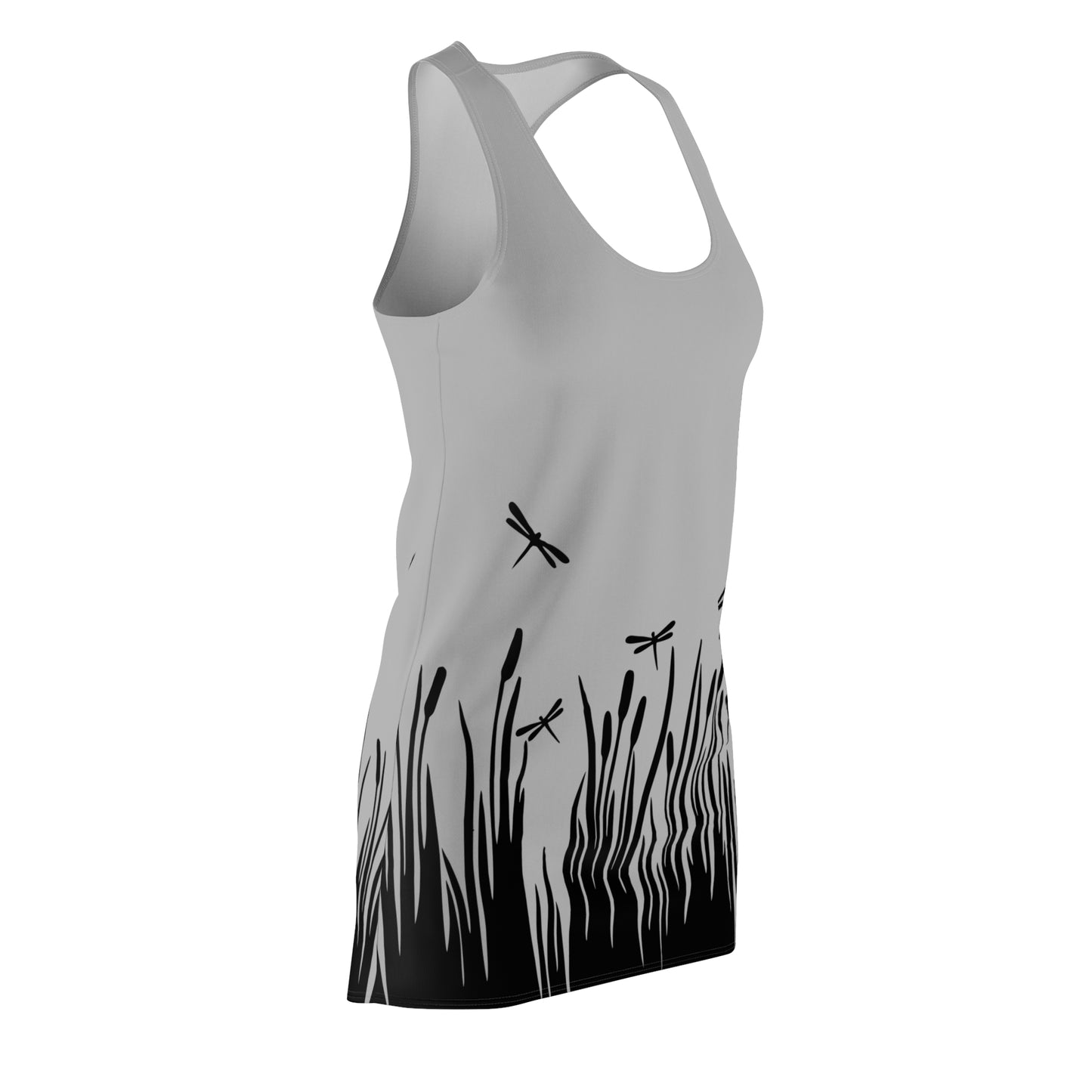 Graues Damen Kleid Libellen Design Racerback Sommer Freizeit Party