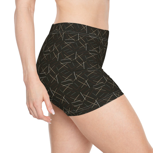 Damen Shorts Dunkelbraun Muster Bequem Sport Freizeit