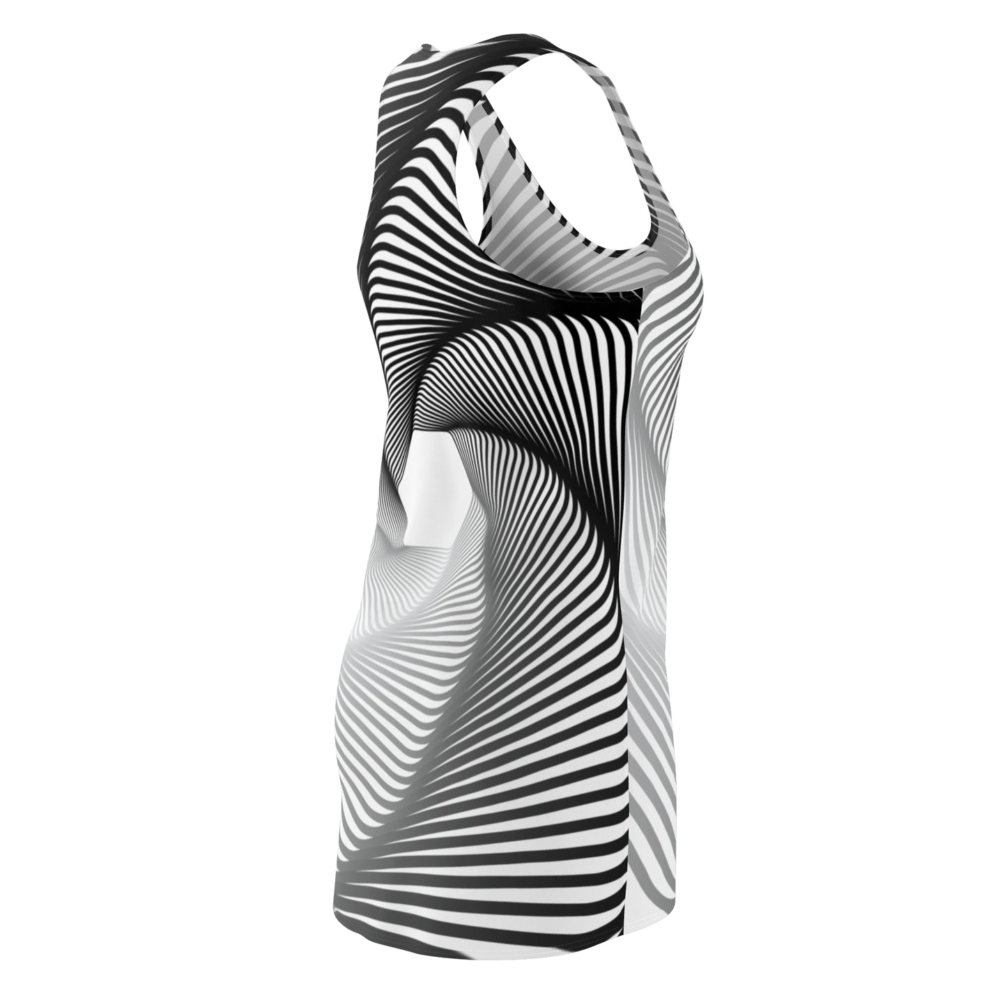 Schwarz Weiß Spirale Racerback Kleid – Stilvolles Sommerkleid