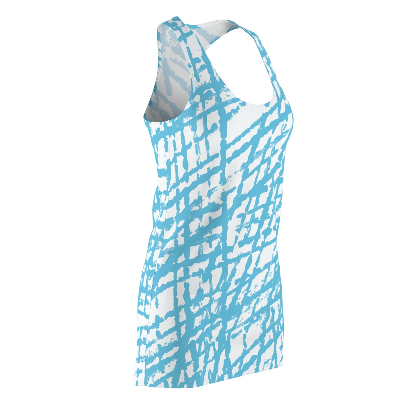 Skyline Muster Damen Racerback Kleid – Sommerkleid Blau Weiß