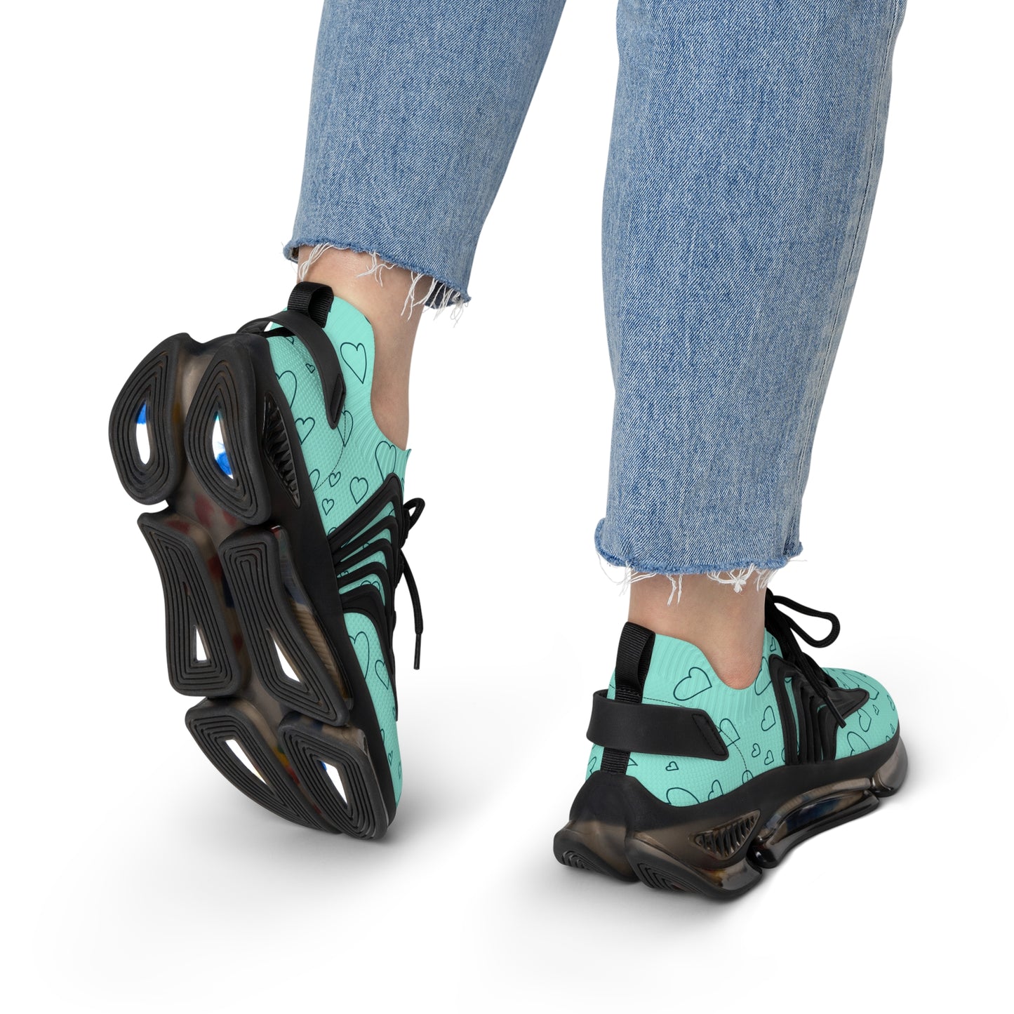 Damen Sneaker mit Herzmuster – Stylische Sportschuhe