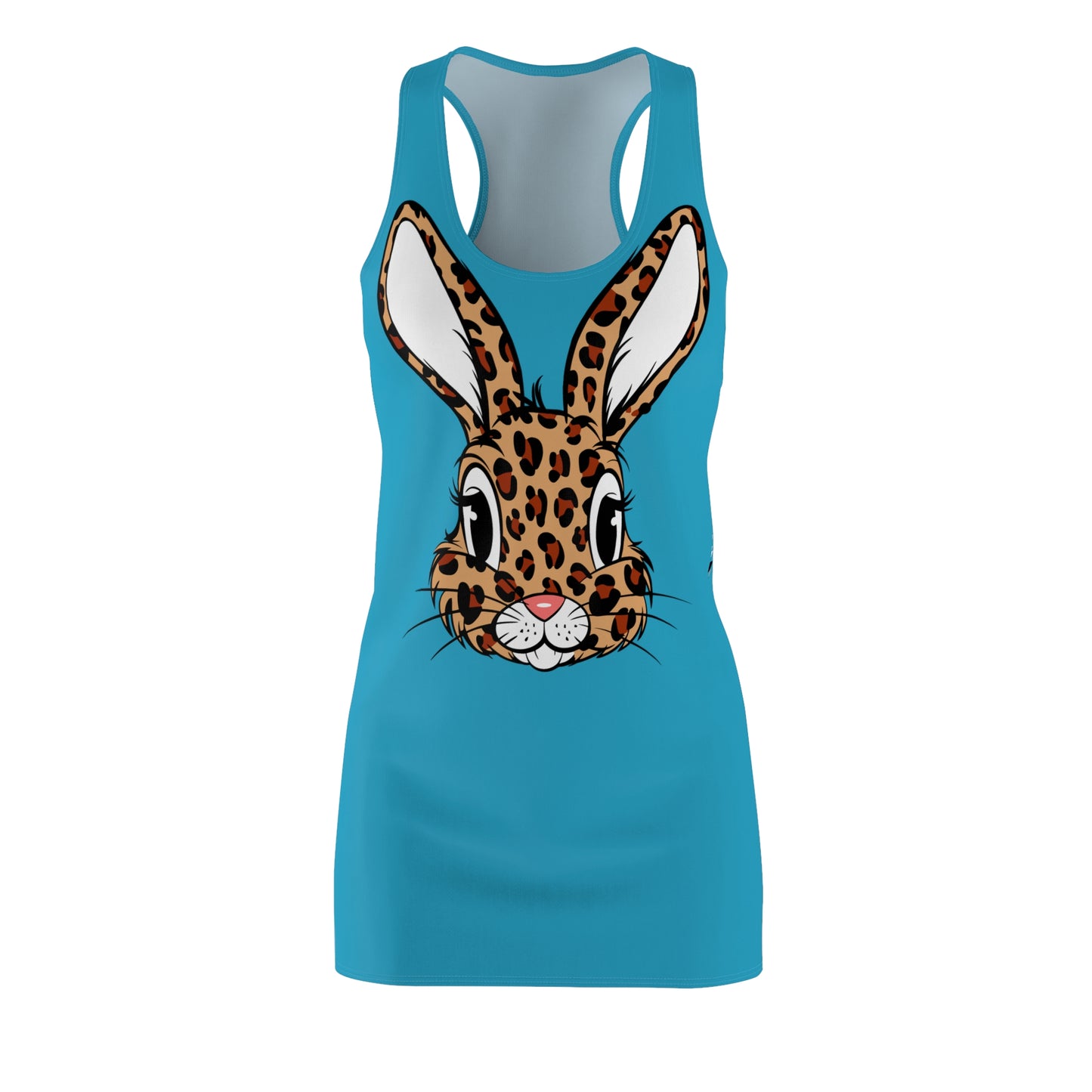 Leoparden Hase Racerback Kleid – Tierisch Türkis