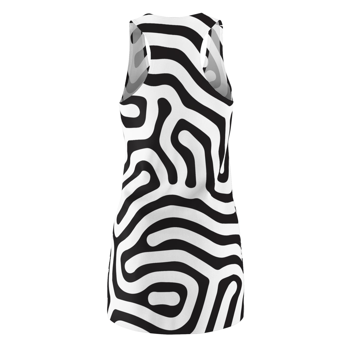 Abstrakt Racerback Kleid – Schwarz Weiß Damenmode