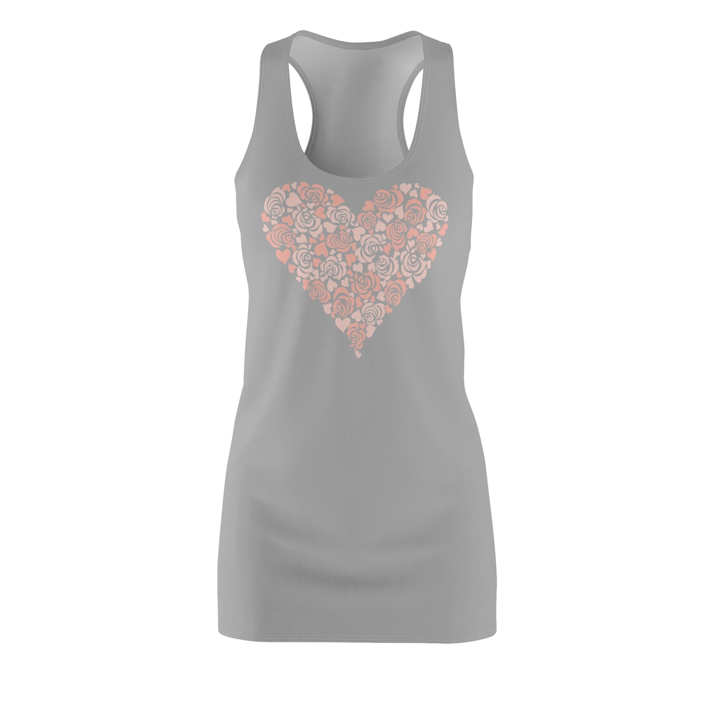 Grau Floral Heart Kleid Racerback Romantisches Sommerkleid