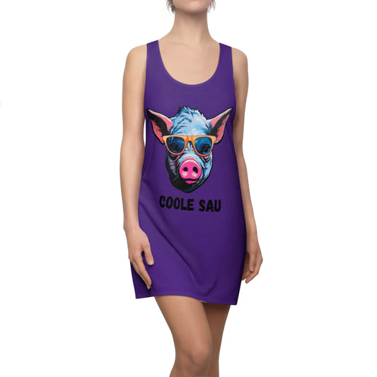Damen Kleid Coole Sau Racerback Sommer Statement Fun