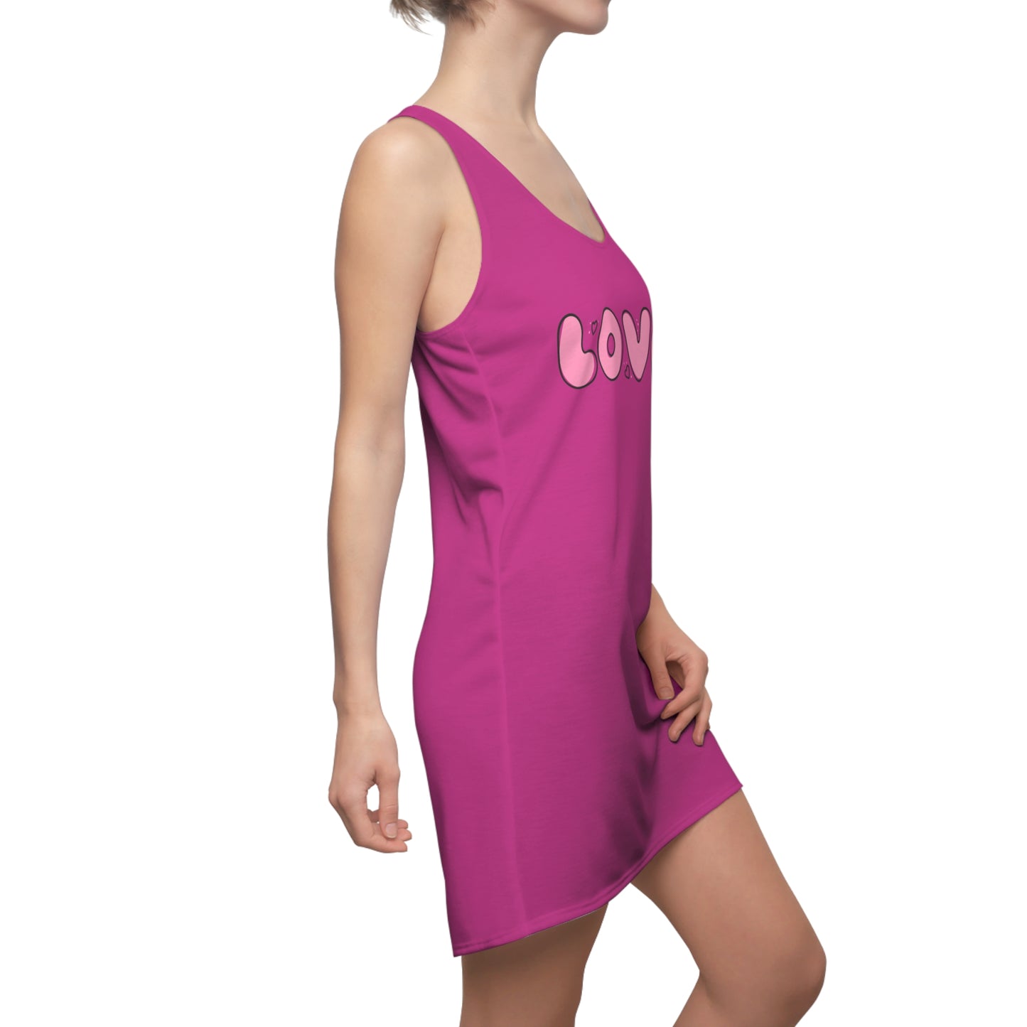 Love Pink Herz Racerback Kleid – Streetwear Damenmode in Pink