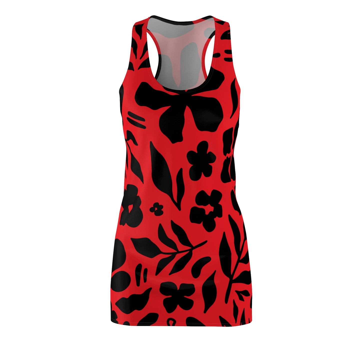 Schwarz Rot Floral Racerback Kleid – Sommer Damenmode