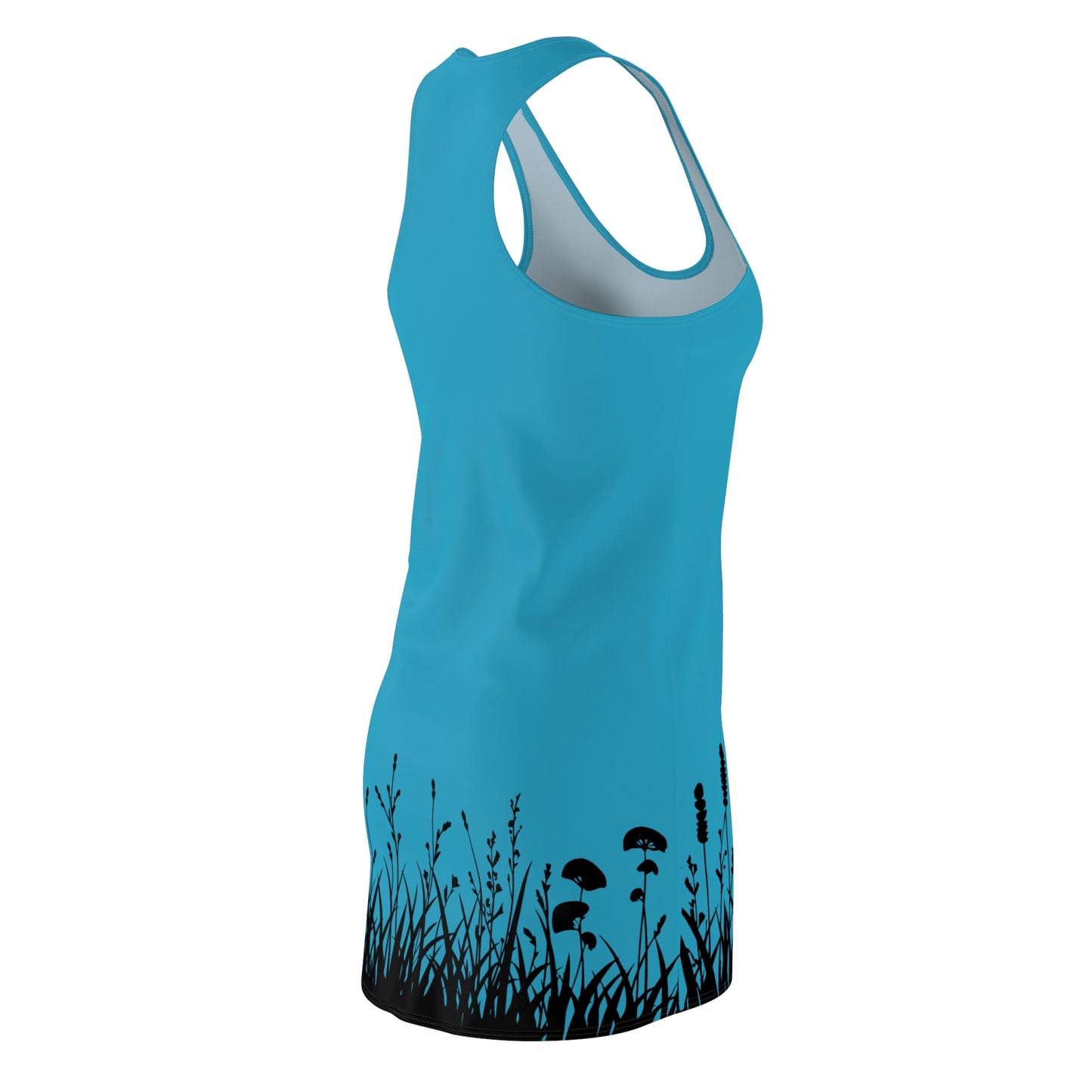 Türkis Floral Silhouette Racerback Kleid – Elegantes Sommerkleid