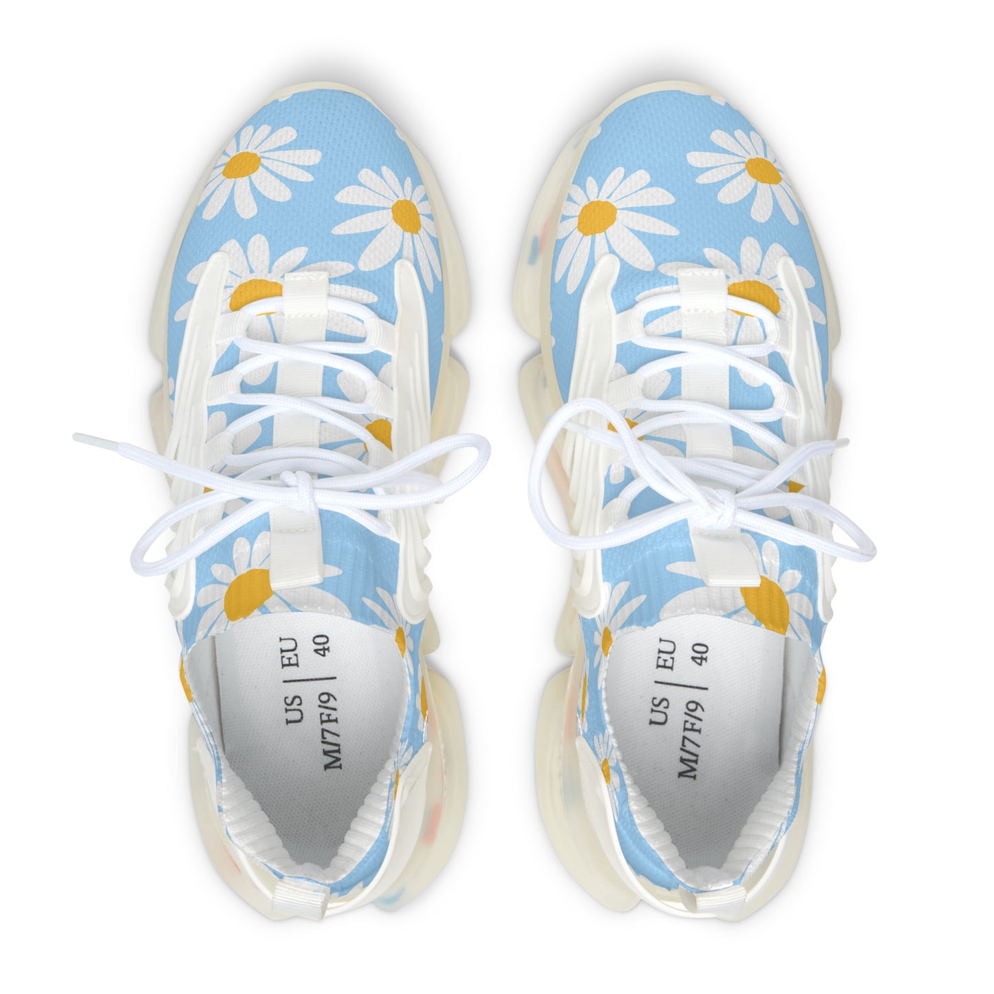 Blaue Damen Sneaker mit Blumenmuster – Stylische Sportschuhe
