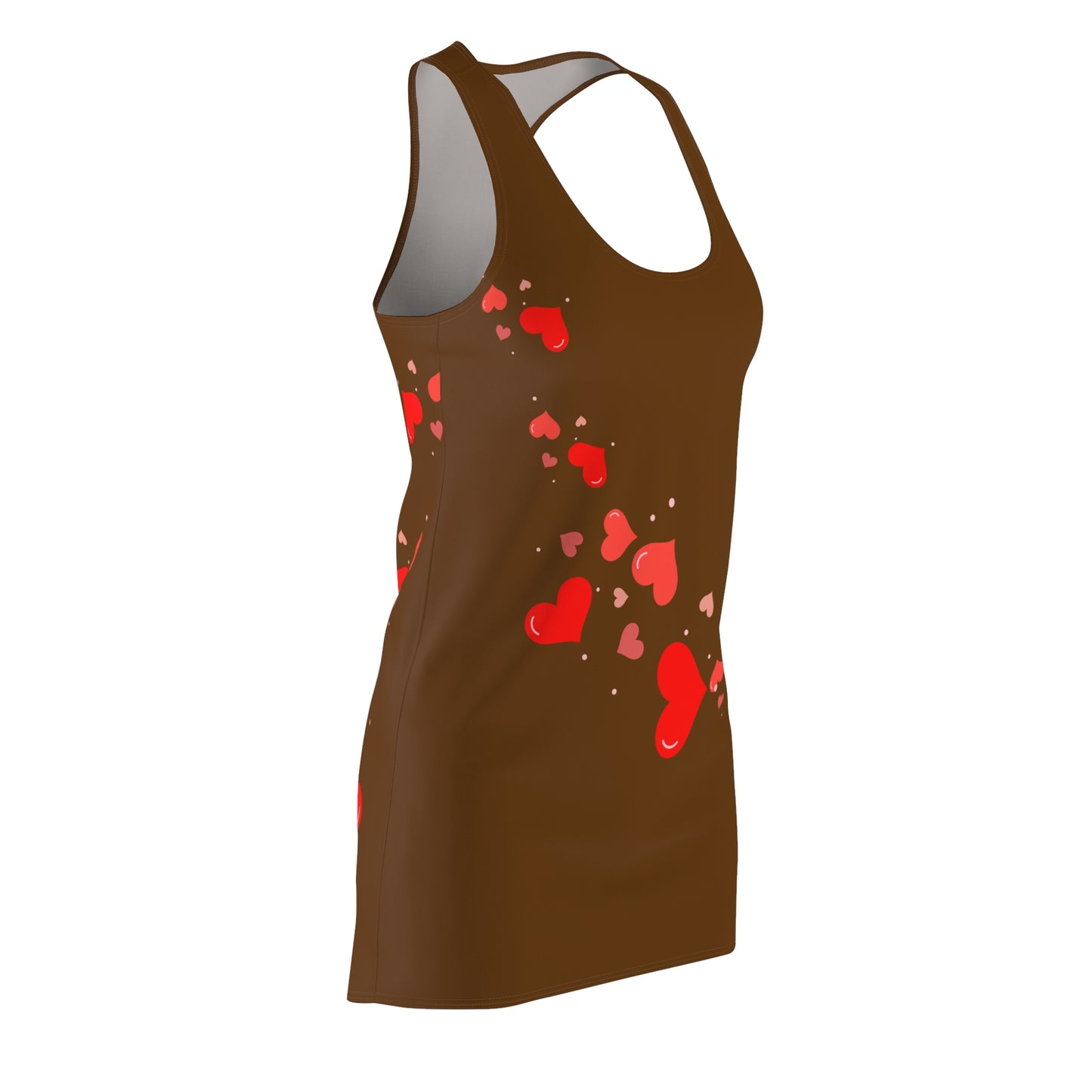 Braun Herz Racerback Kleid – Elegantes Valentinstag Outfit