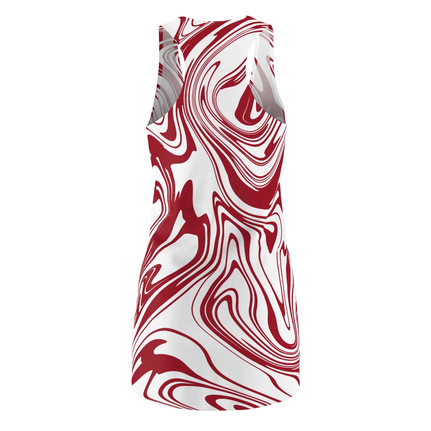 Abstrakt Racerback Kleid – Rot Weiß Sommerkleid