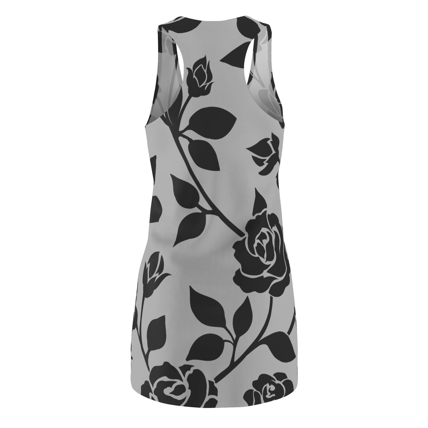 Rosen Racerback Kleid – Elegant Schwarz Grau Design