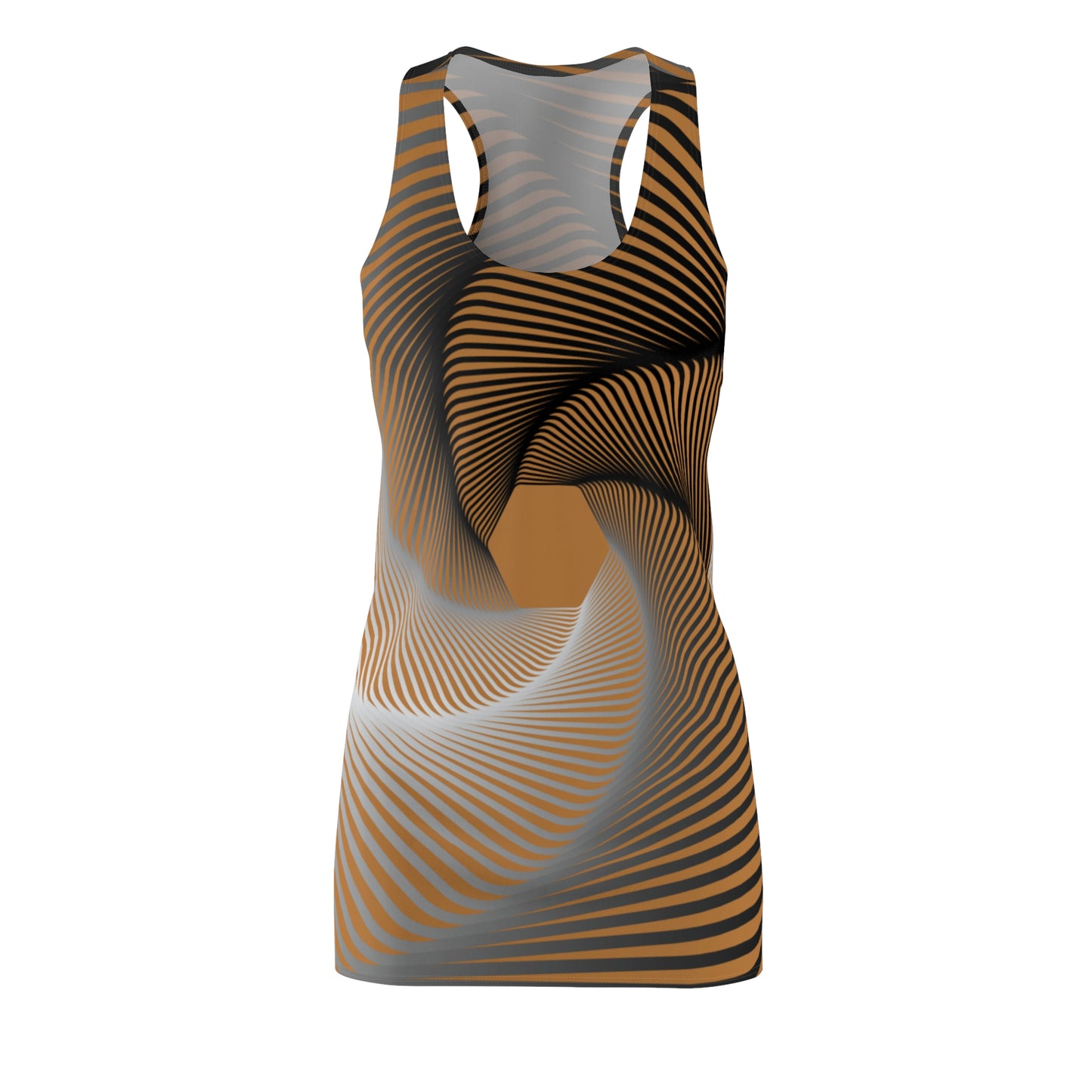 Schwarz Braun Spirale Racerback Kleid – Stilvolles Sommerkleid