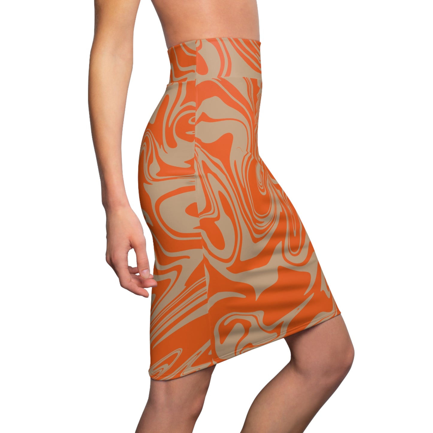 Damen Rock Marmor Print Bleistift Elegant Business Casual
