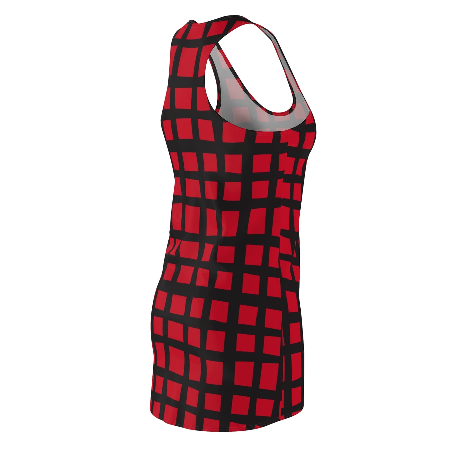 Dunkelrot Grid Racerback Kleid – Moderner Sommerlook