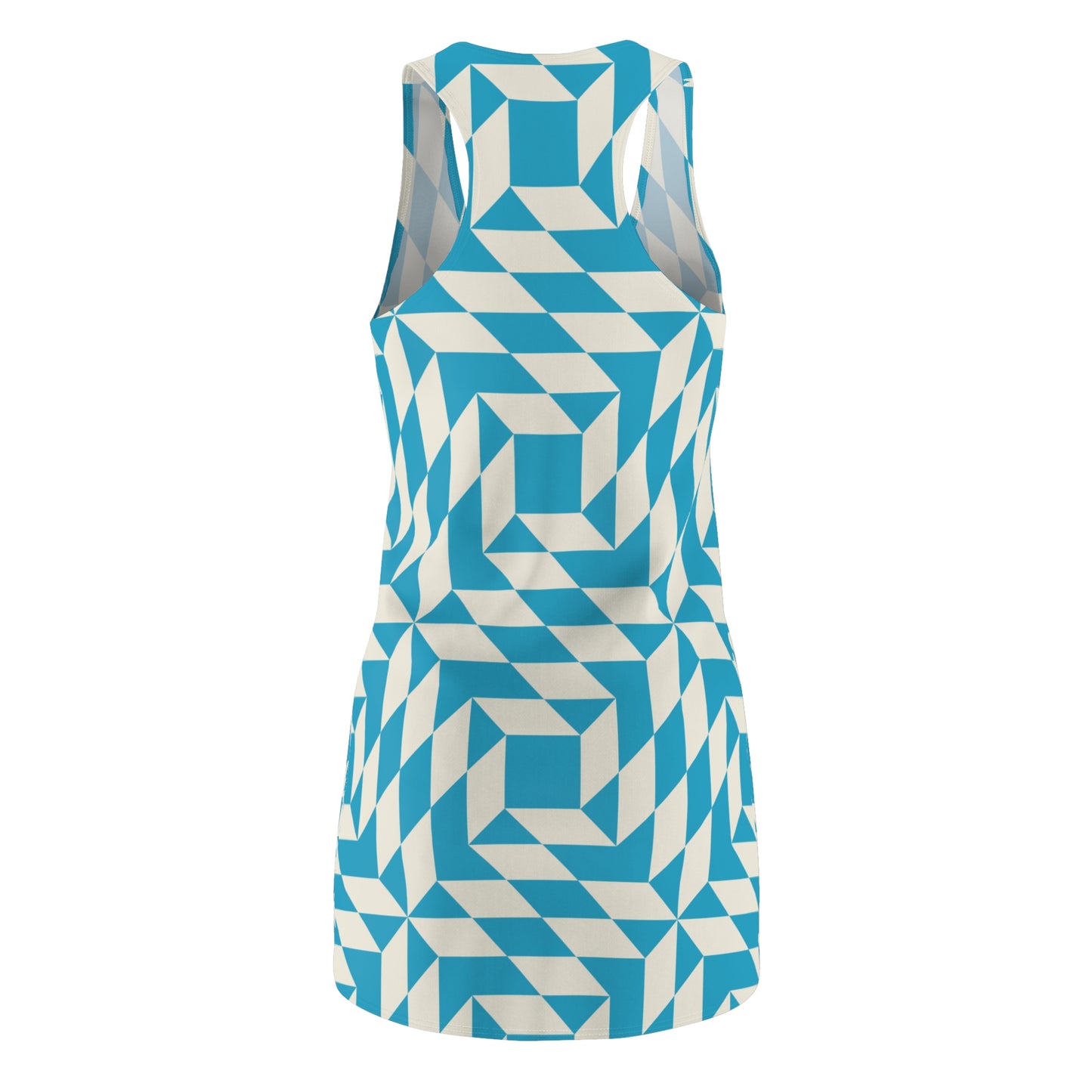 Racerback Kleid Damen – Türkises Sommerkleid mit geometrischem Muster