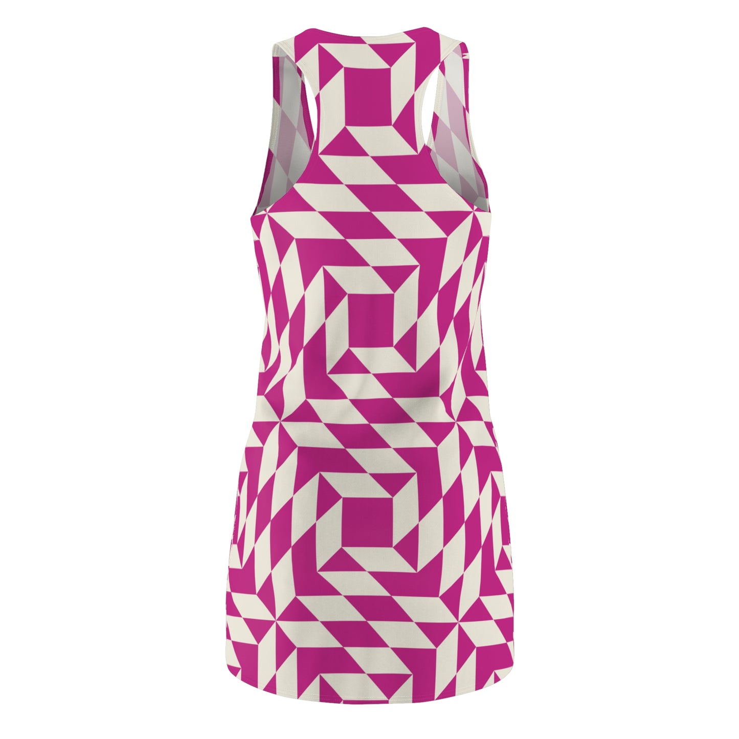Racerback Kleid Damen – Pinkes Sommerkleid mit geometrischem Muster