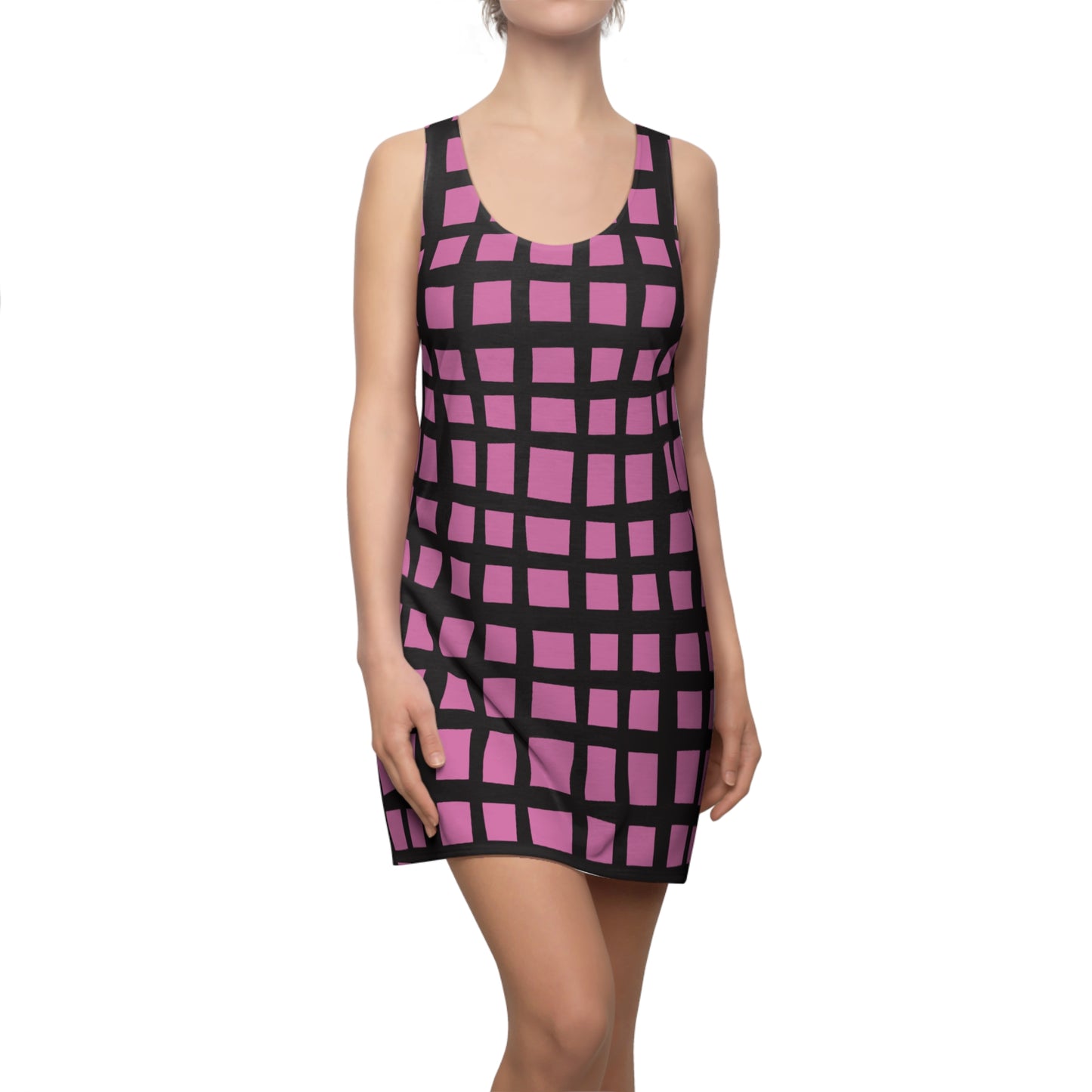 Rosa Grid Racerback Kleid – Moderner Sommerlook