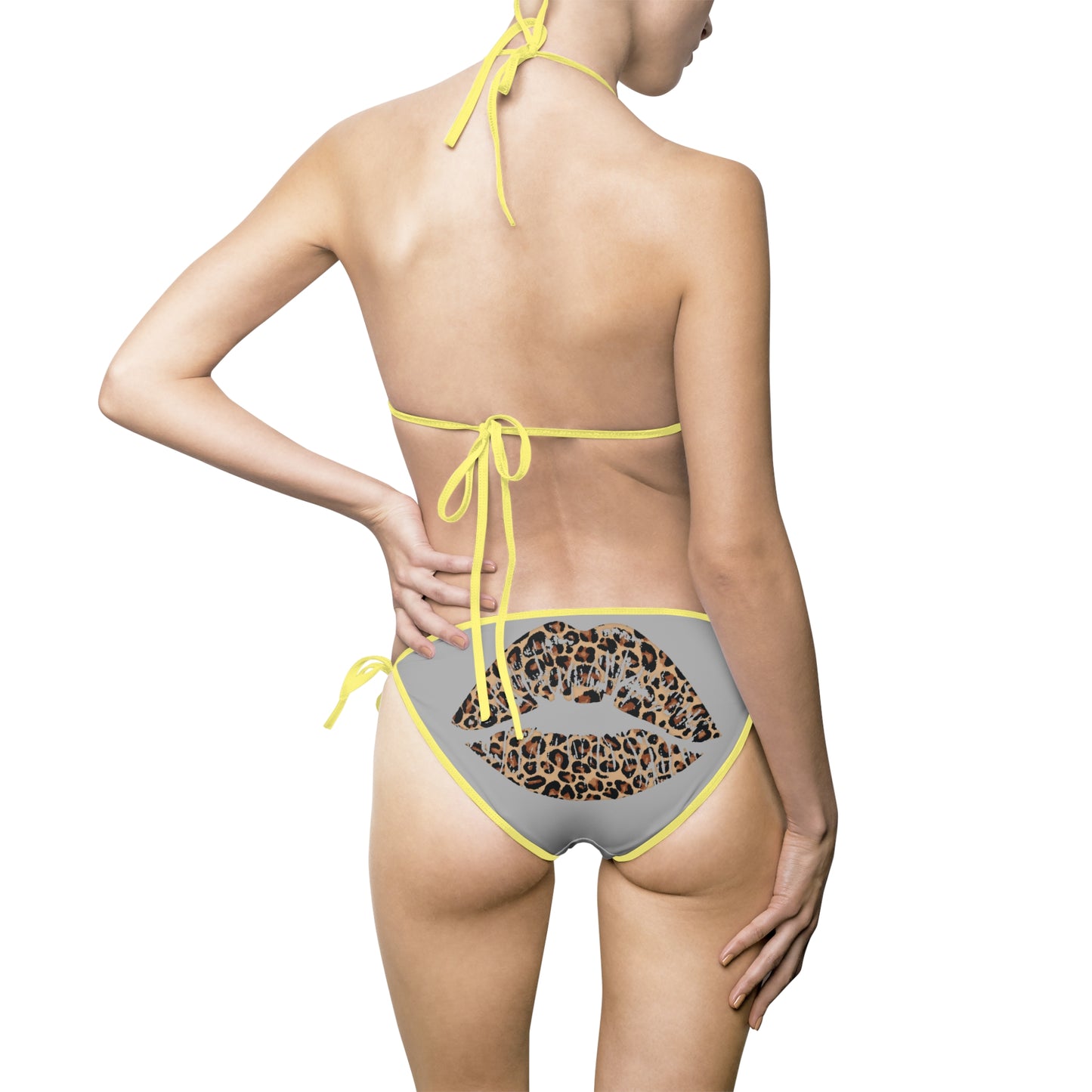 Leopard Lips Bikini Set – Wilder Animal Print grau