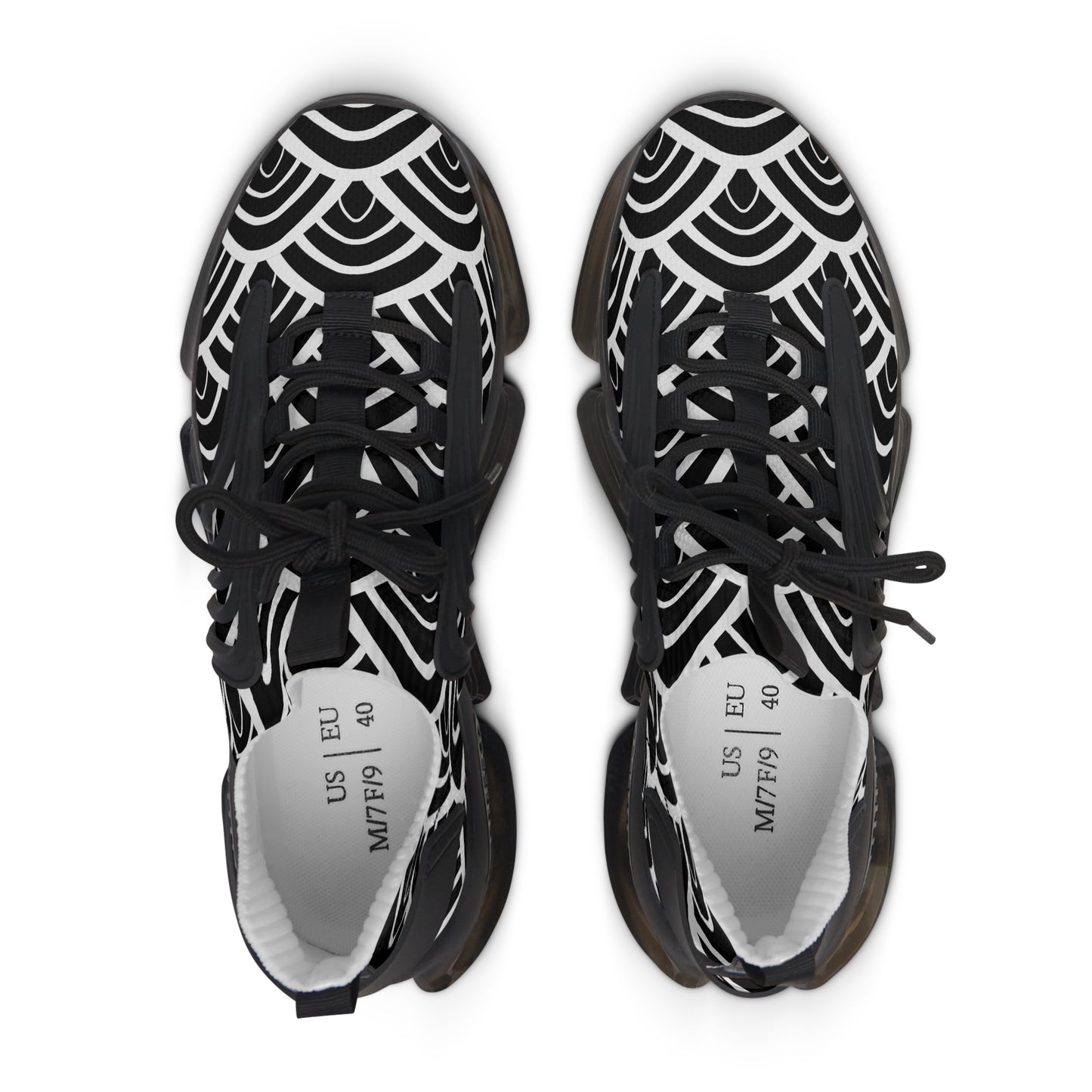 Damen Sneaker Schwarz Weiß Modern Wellen Design Atmungsaktiv