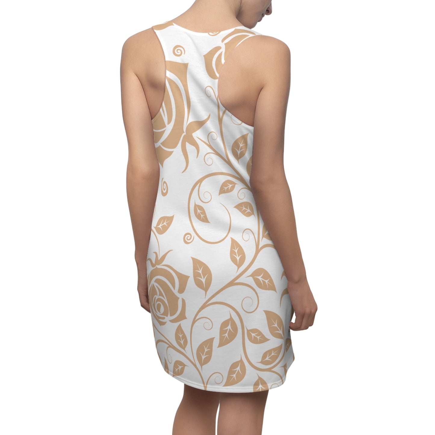 Floral Racerback Kleid Rose – Elegant in Beige & Weiß