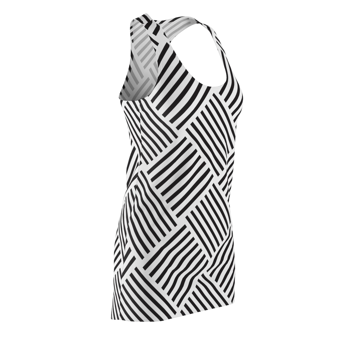 Streifen Racerback Kleid – Schwarz Weiß Damenmode