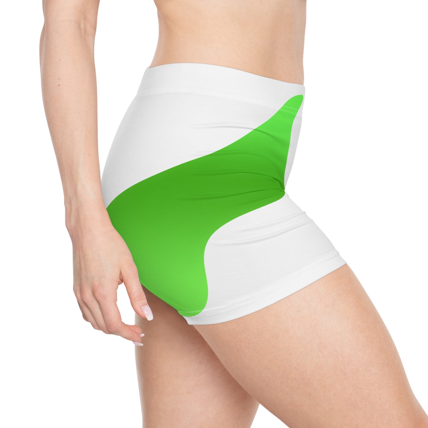 Damen Shorts Gruenes Muster Sportlich Activewear Sommer Fitness