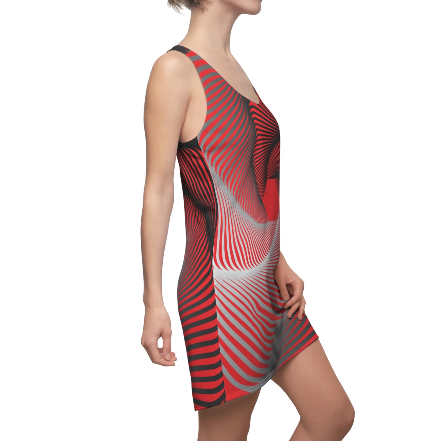 Schwarz rot Spirale Racerback Kleid – Stilvolles Sommerkleid