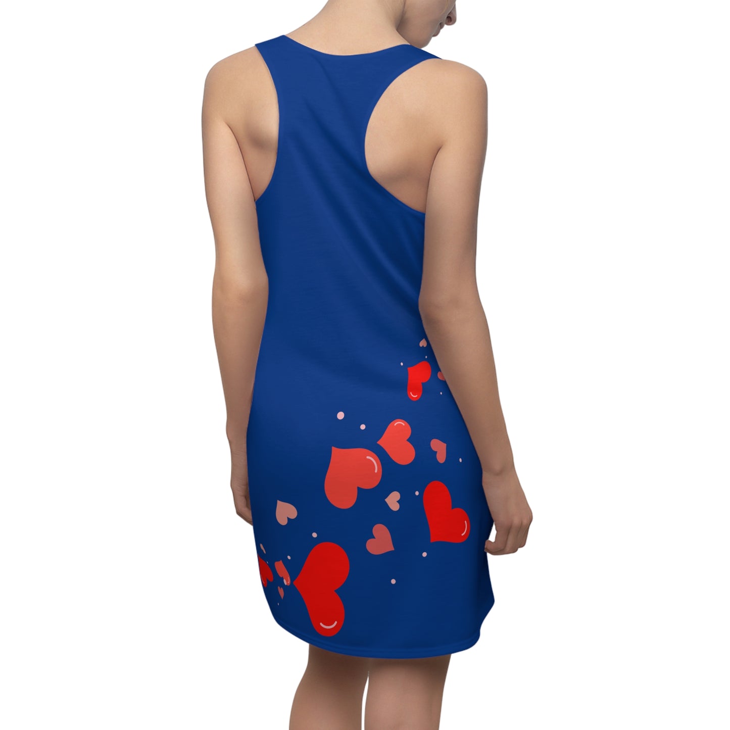 Blau Herz Racerback Kleid – Elegantes Valentinstag Outfit