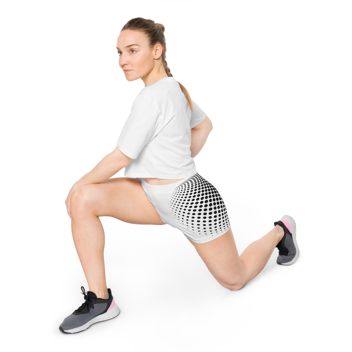 Damen Shorts Schwarz Weiss Punkte Figurbetont Activewear Sommer