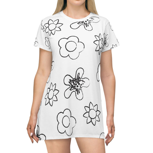 Damen Kleid Floral T-Shirt Sommer Boho Casual Premium
