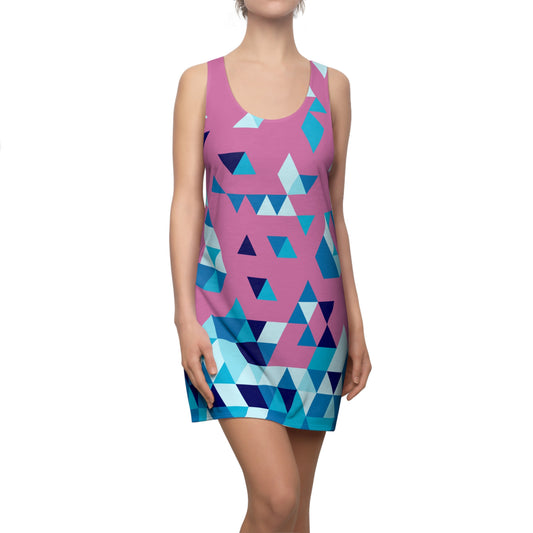 Dreieck Racerback Kleid – Blau Pink Sommerkleid