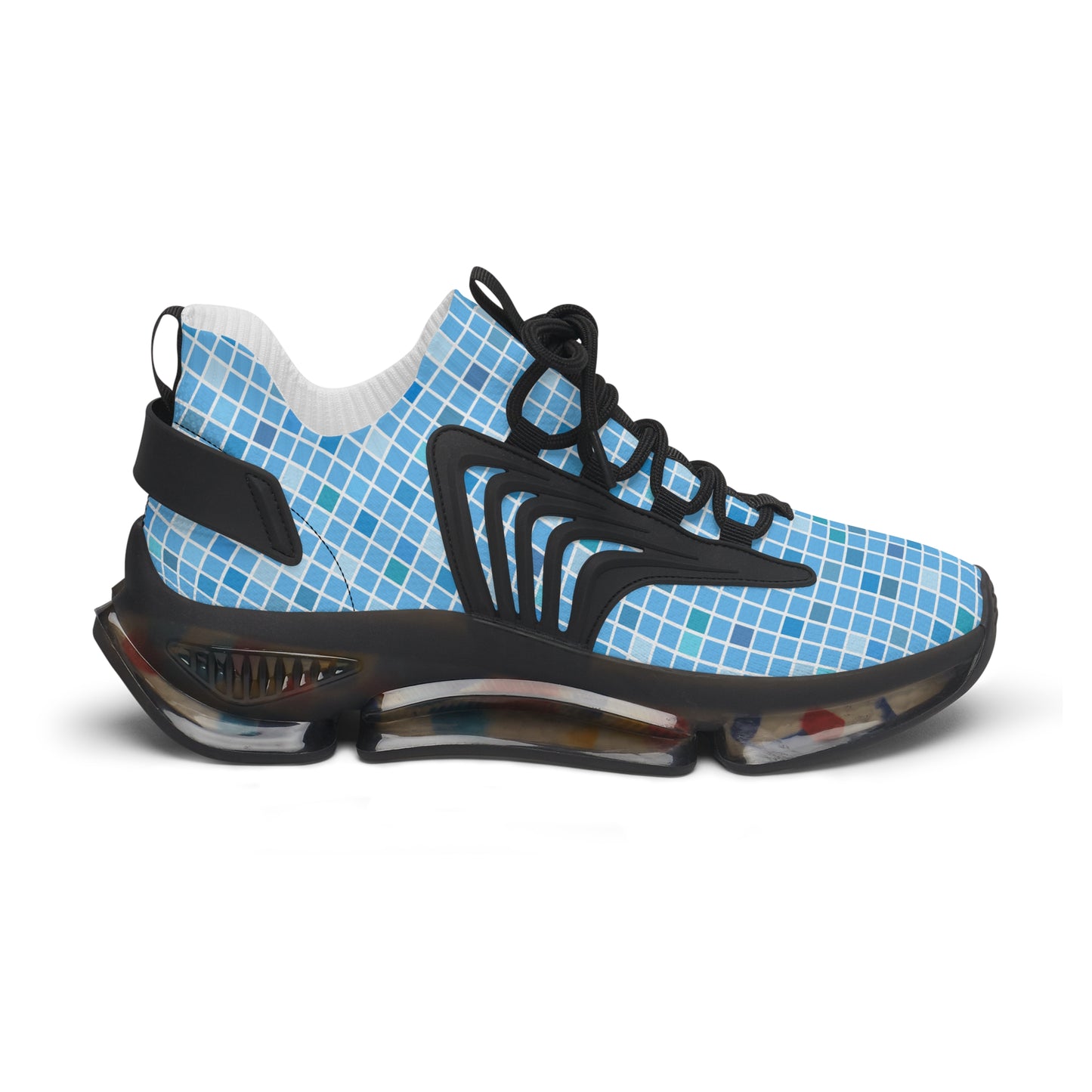 Blaue Damen Sneaker – Trendige Sportschuhe mit modernem Karomuster