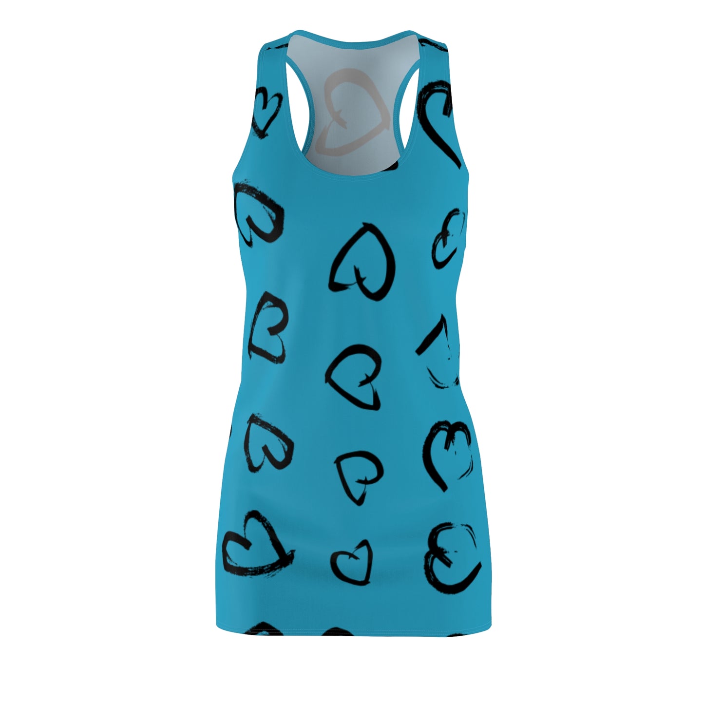 Racerback Kleid mit handgezeichnetem Herzmuster – Lässiges Sommerkleid