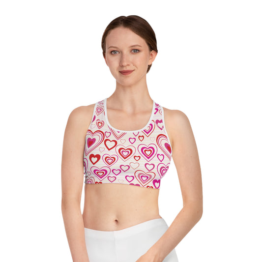 Damen Sport BH Herzmuster Atmungsaktiv Yoga Fitness Workout Top