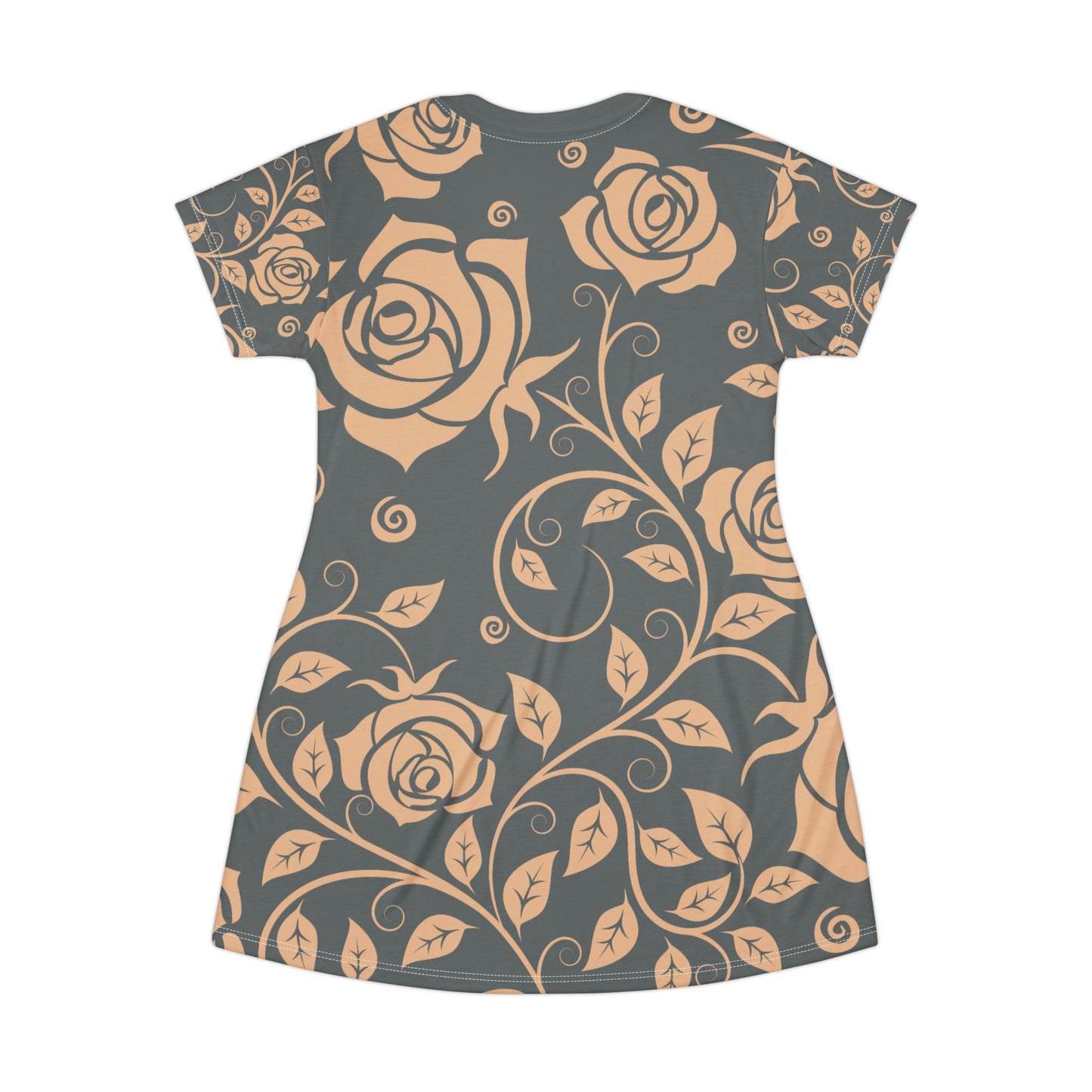 Dunkelgrauer Damen Kleid Blumen T Shirt Style Sommer Boho Casual