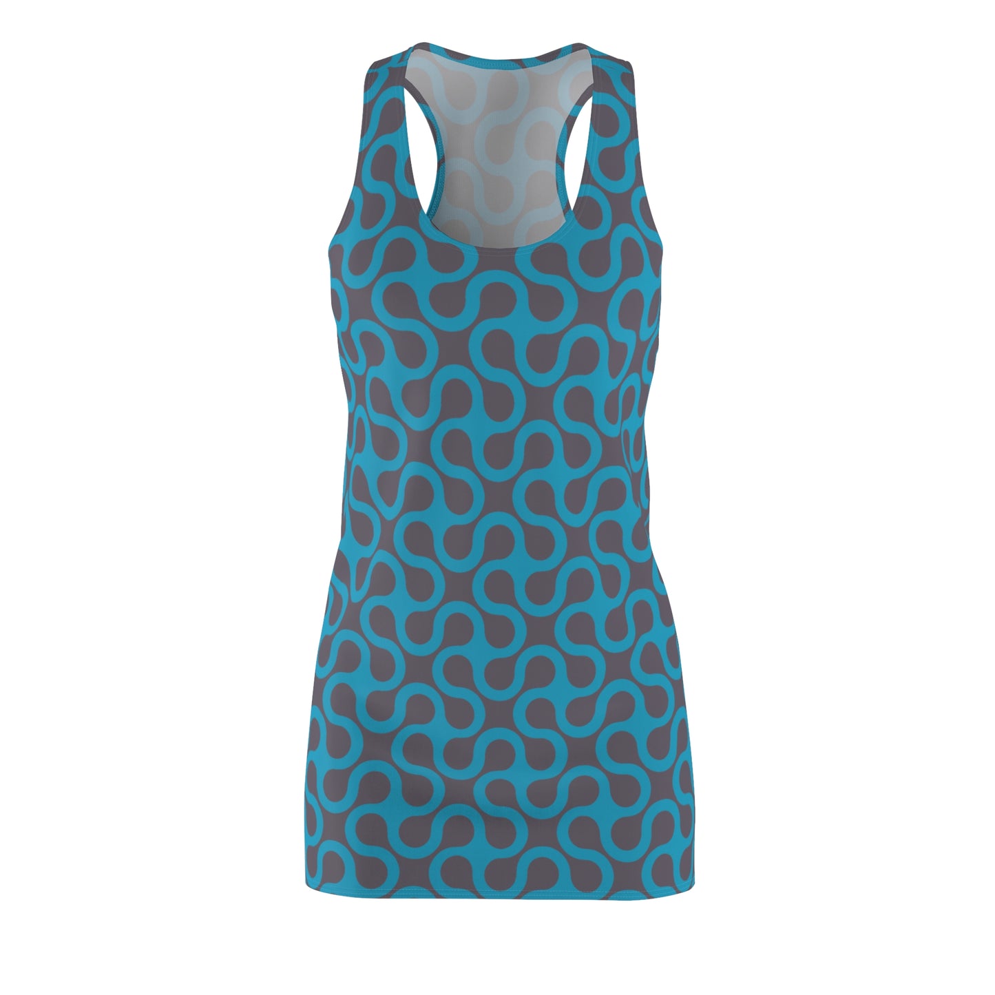 Türkis Damen Kleid Abstrakt Grau Racerback Sommer Casual