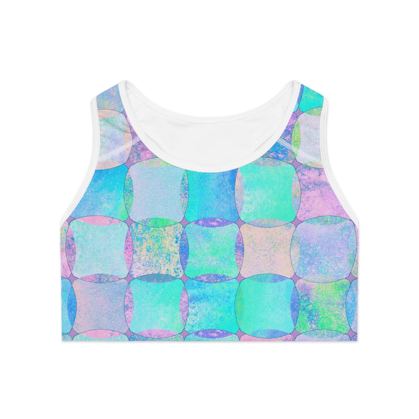 Damen Sport BH Buntes Muster Atmungsaktiv Yoga Fitness Workout Top