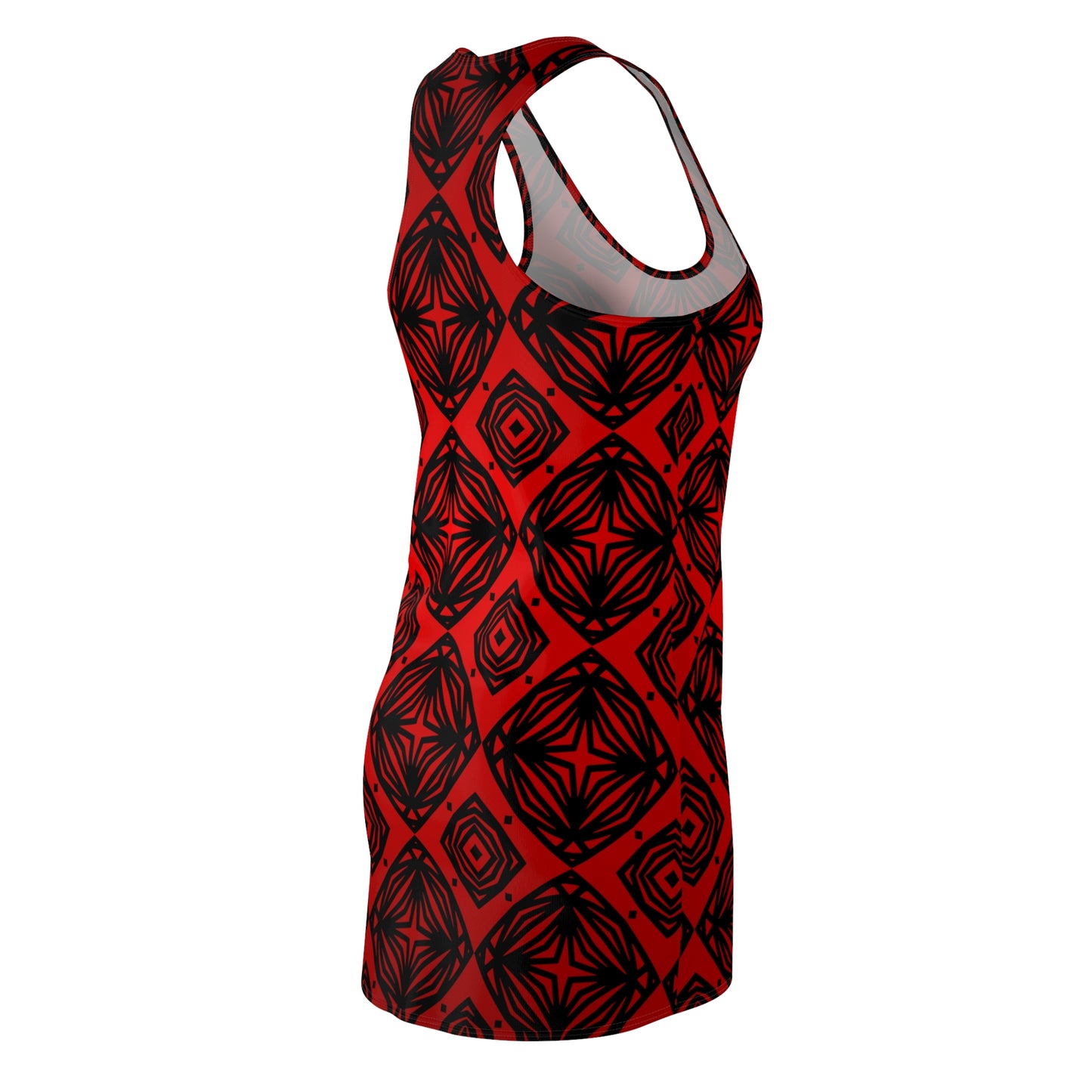Racerback Damen Kleid Rot Modernes Muster Ärmellos Sommerlook