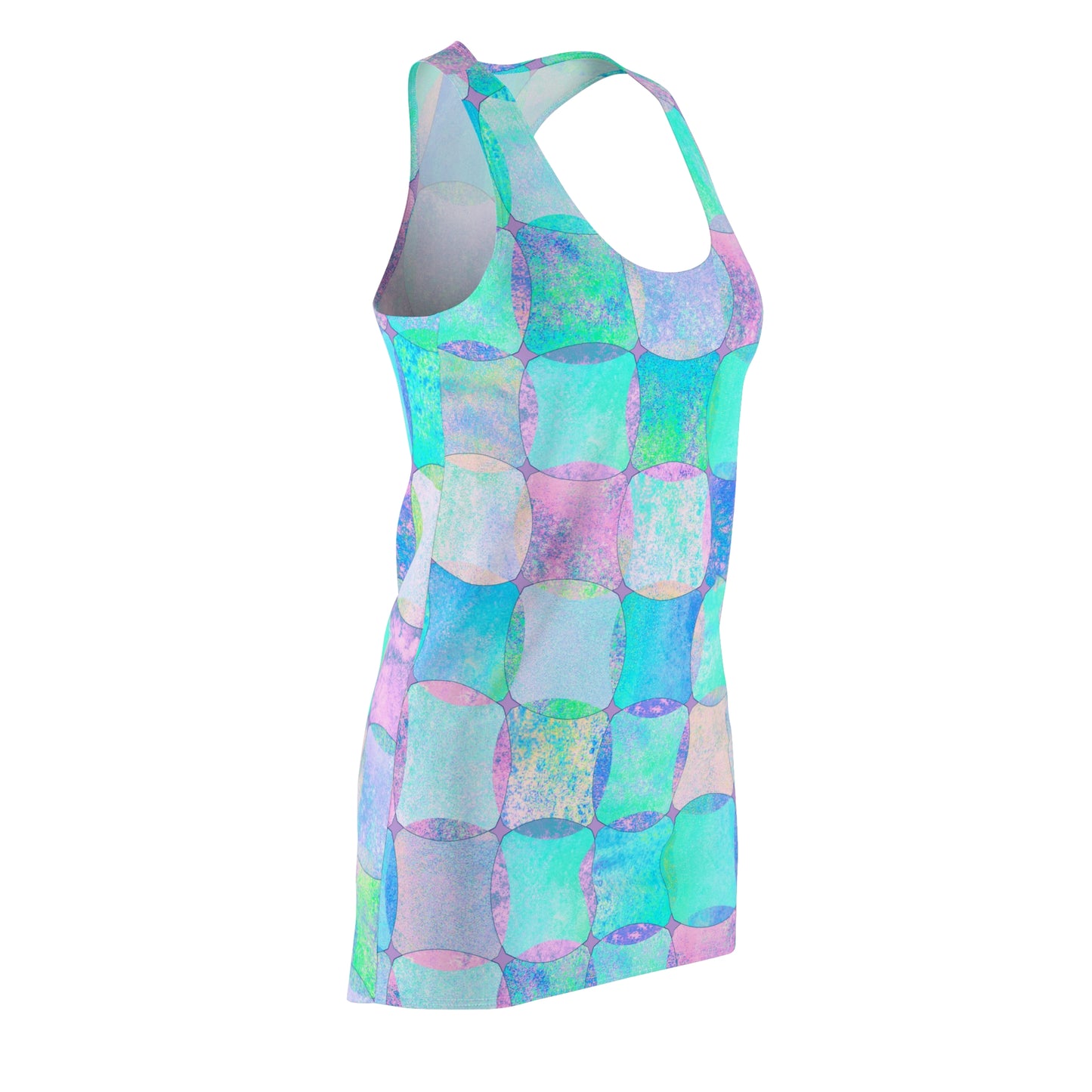 Damen Kleid Pastell Racerback Sommer Abstrakt Blau Lila