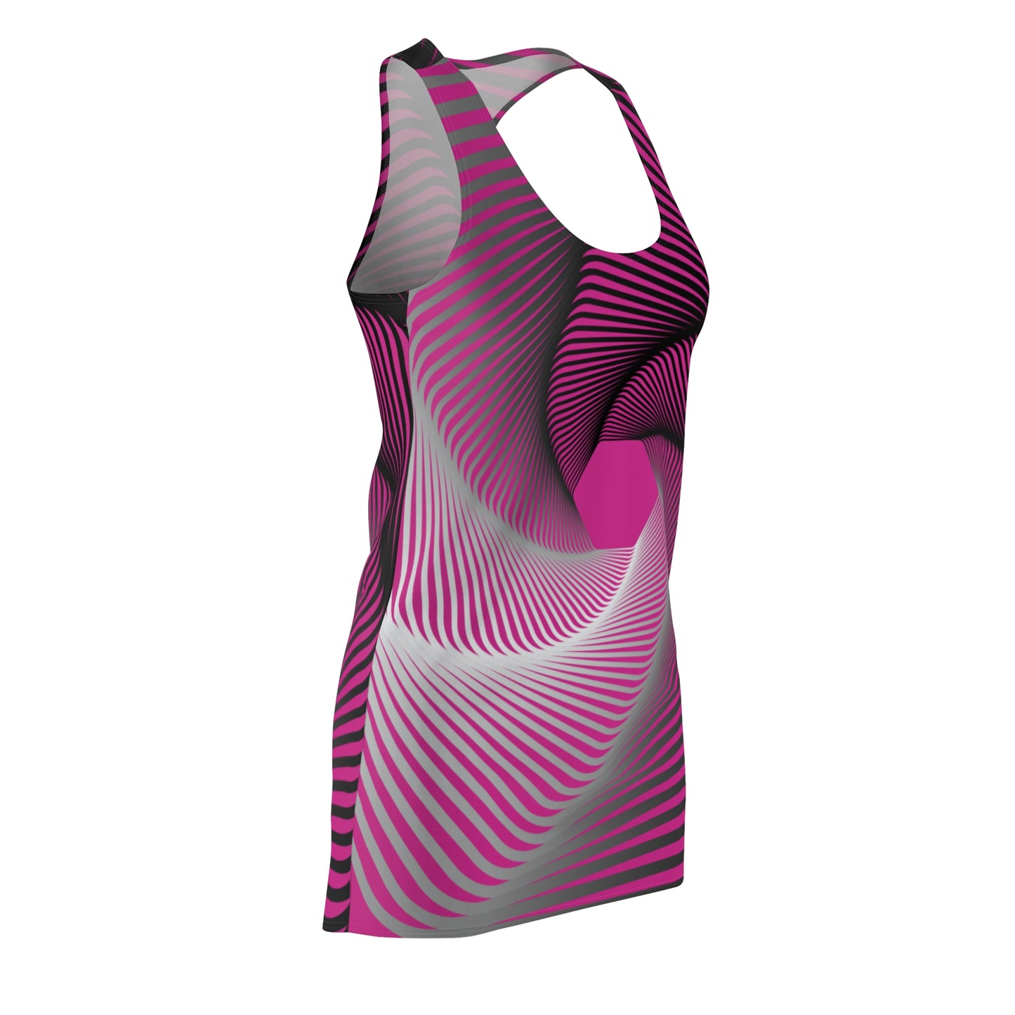 Schwarz Weiß Spirale Racerback Kleid – Stilvolles Sommerkleid pink