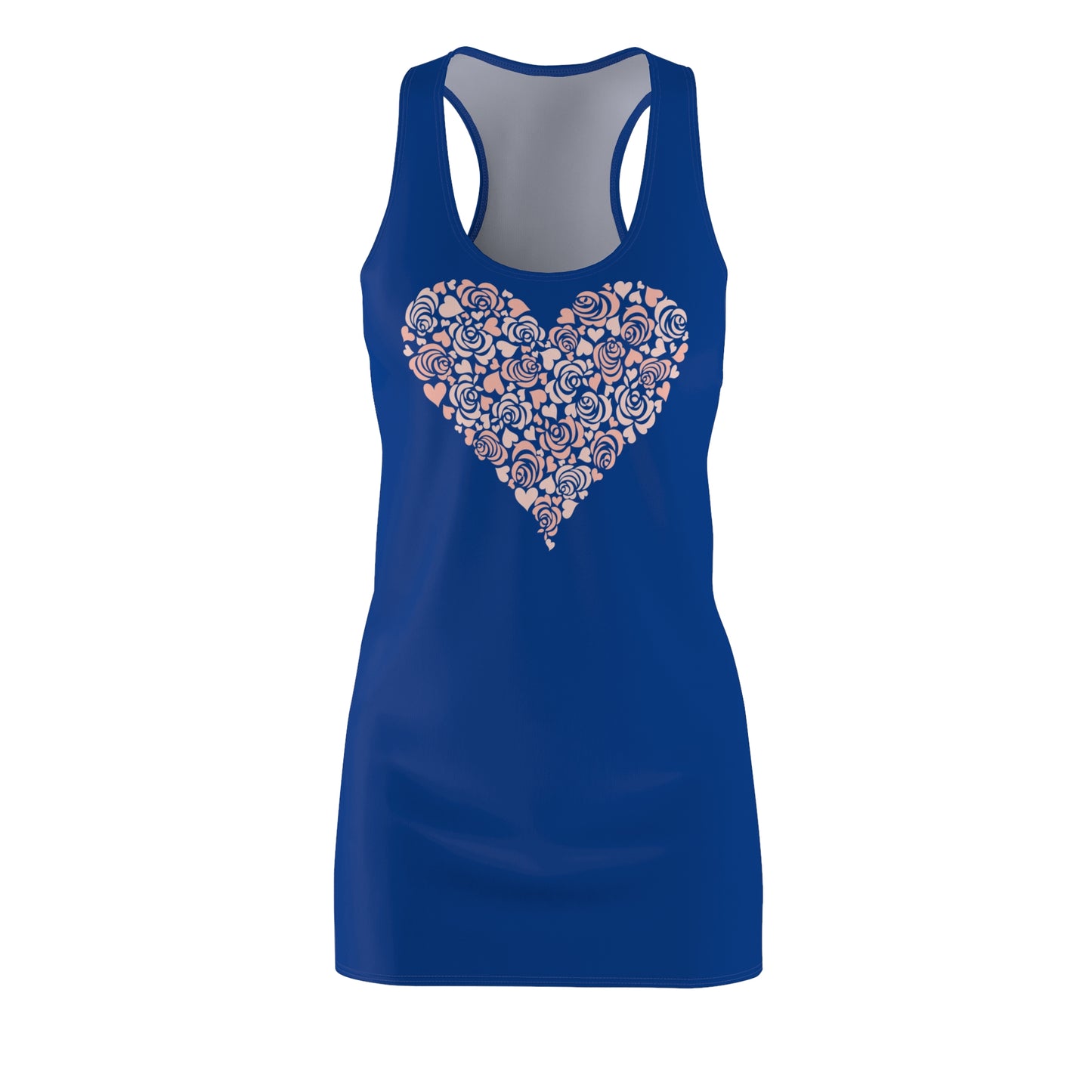 Blau Floral Heart Kleid Racerback Romantisches Sommerkleid